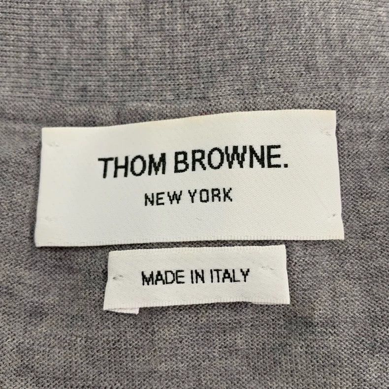 Thom Browne Thom Browne Gray classic four-bar V-neck wool knitted cardi Size US M / EU 48-50 / 2 - 5 Thumbnail