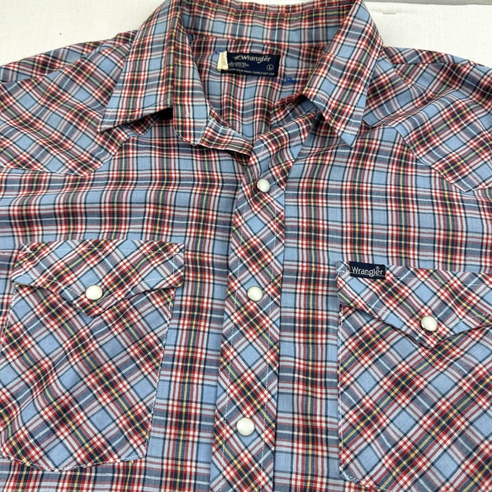Wrangler VINTAGE Wrangler Western Button Up Shirt Adult Large Plaid Cowboys Pearl Snap 90s Mens Size US L / EU 52-54 / 3 - 2 Thumbnail