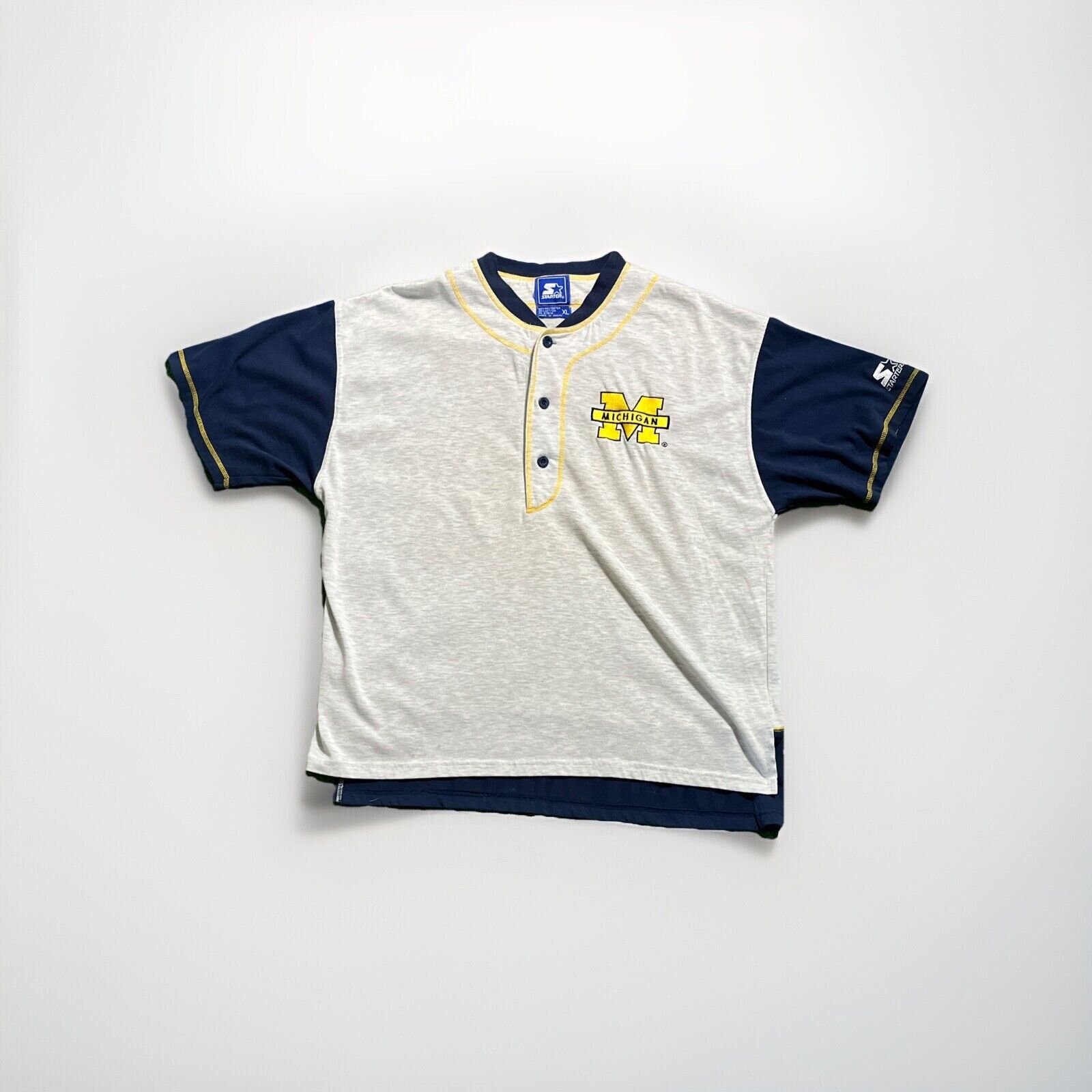 Starter Vintage Starter Michigan Wolverines NCAA Henley Size US XL / EU 56 / 4 - 2 Thumbnail