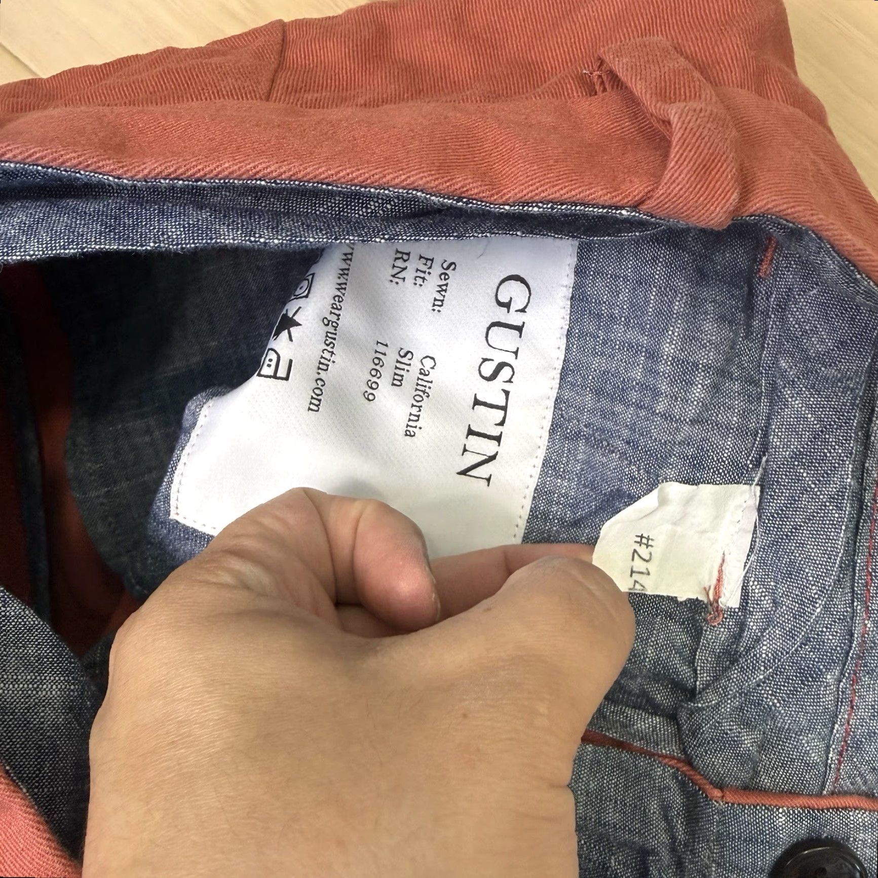 Gustin Gustin American Chino Pants 30 Red Cotton Canvas 5-Pocket Button Zip Regular Straight Men Size US 30 / EU 46 - 6 Thumbnail