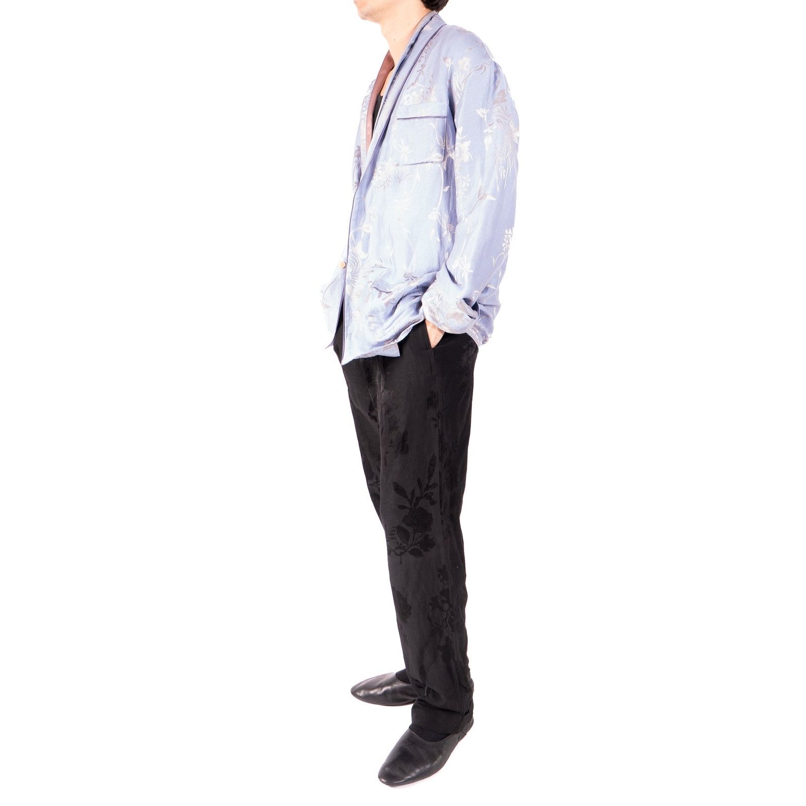 Haider Ackermann SS15 Oversized Pyjama Jacket in Blue Silk Jacquard Size US XS / EU 42 / 0 - 5 Thumbnail
