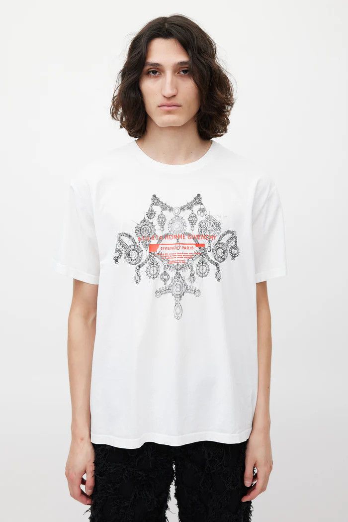 Givenchy White Jewellery Studio Homme Logo T-Shirt Size US XL / EU 56 / 4 - 2 Thumbnail