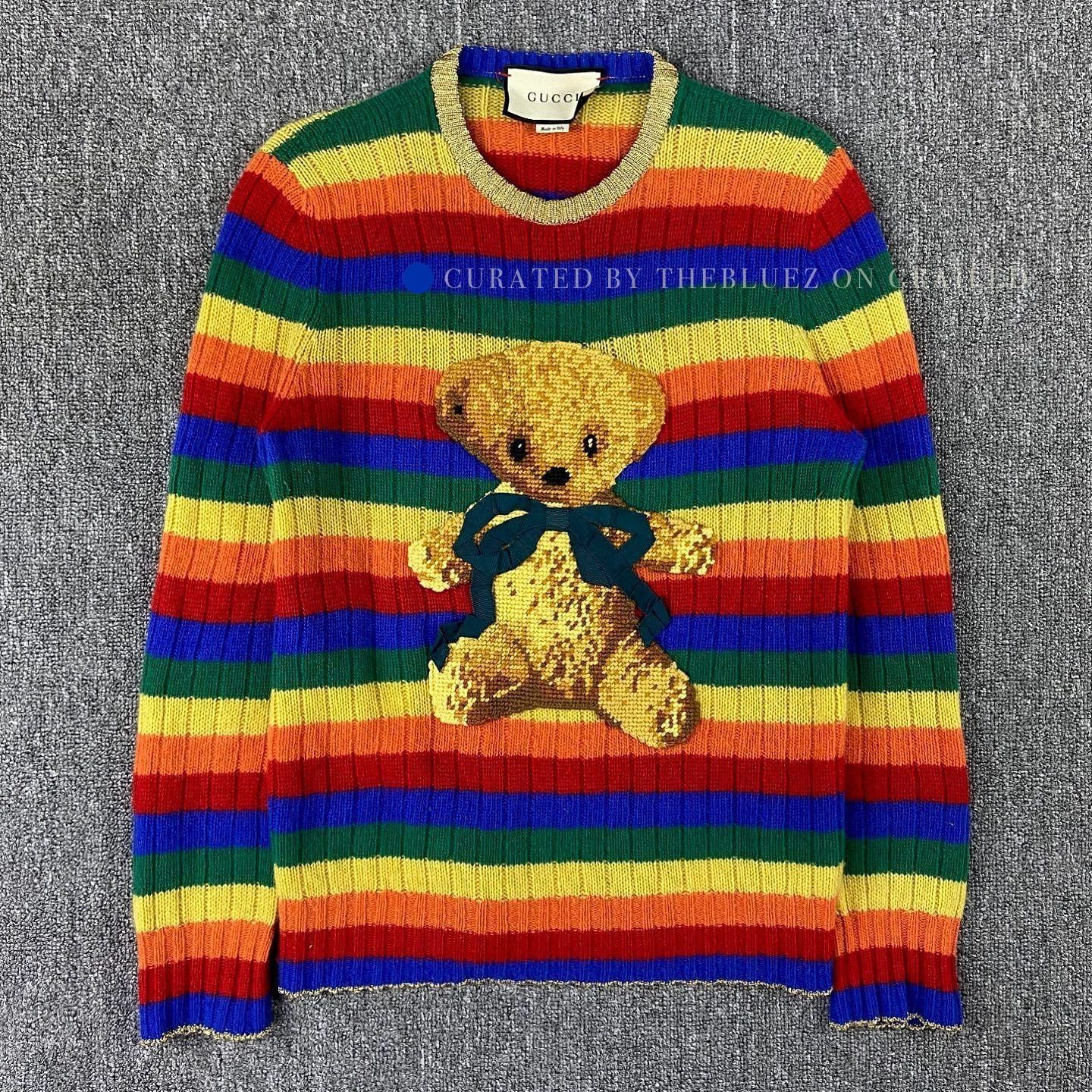 Gucci Rainbow Stripe Bear Knit Sweater Size US XS / EU 42 / 0 - 1 Thumbnail