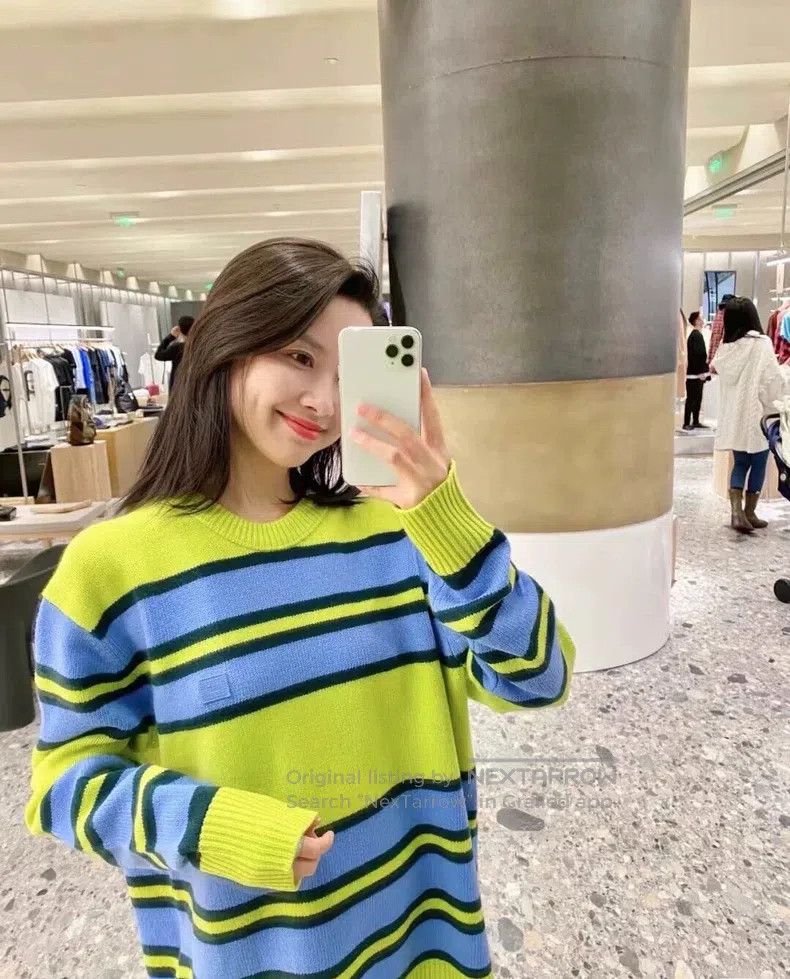 Acne Studios Acne Studios Blue-Green Colorblock Striped Embroidered Smi Size XS / US 0-2 / IT 36-38 - 4 Thumbnail