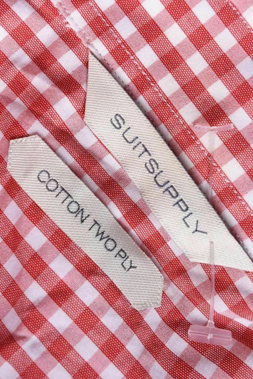 Suitsupply Suitsupply Red White Gingham Check Cotton Long Sleeve Shirt Size US L / EU 52-54 / 3 - 3 Thumbnail