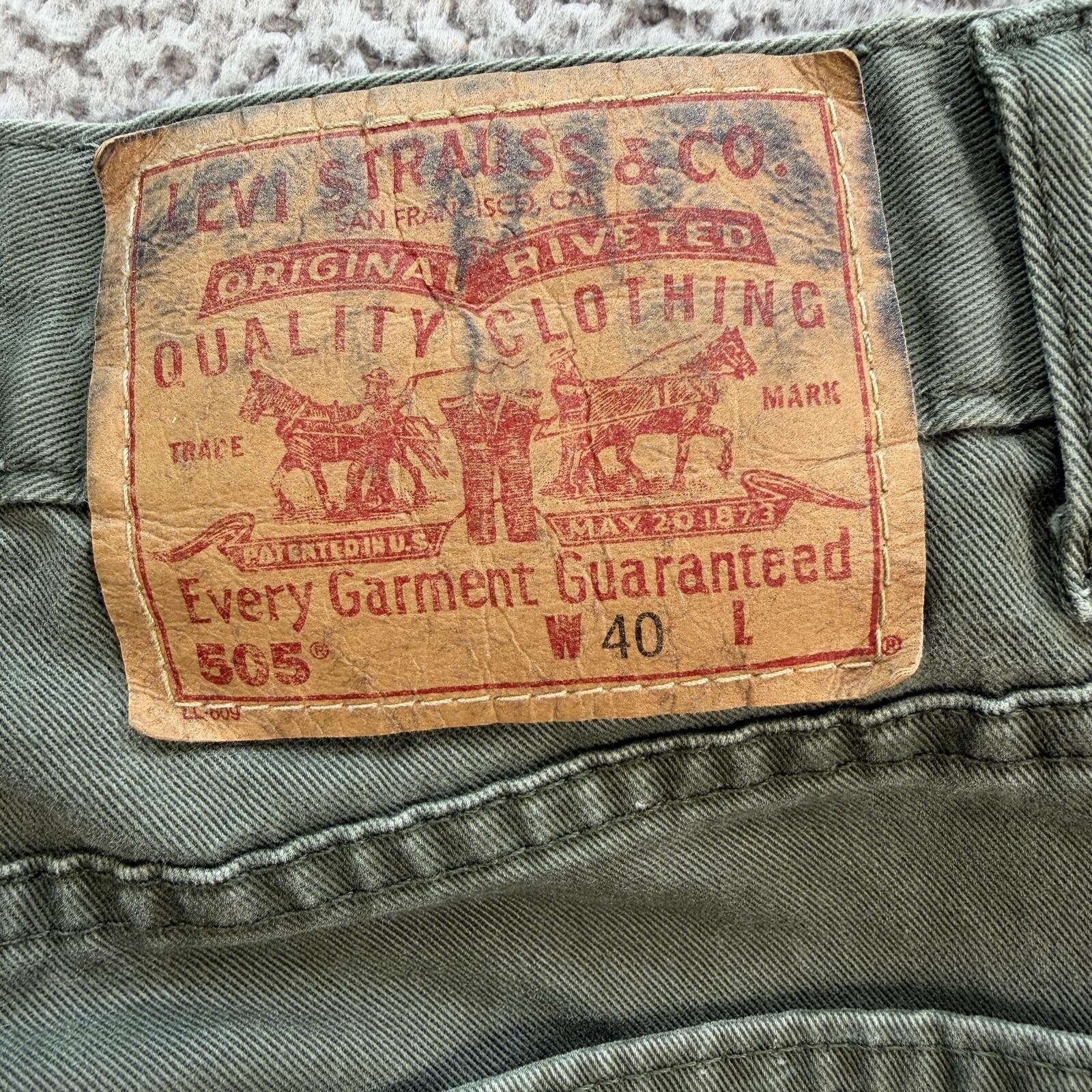 Levi's Levi’s 505 Olive Green Denim Shorts Mens W40 Baggy Skater Size US 40 / EU 56 - 5 Thumbnail