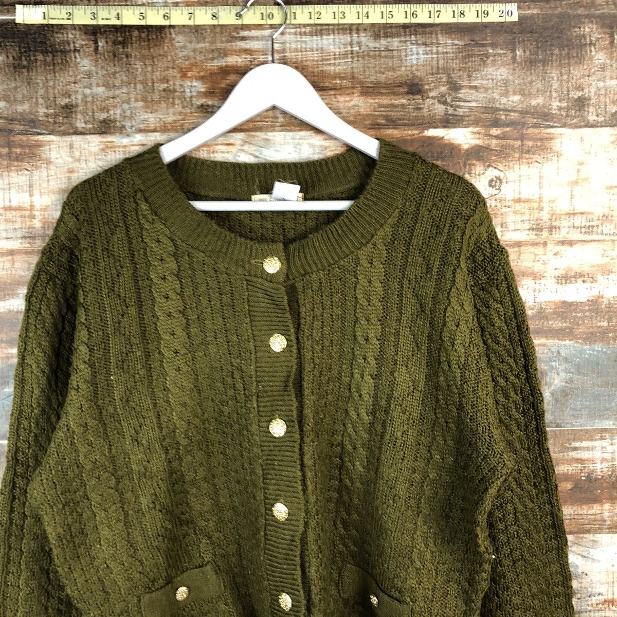 Japanese Brand Pelejutienu Green Patterned Cardigans #A2496 Size M / US 6-8 / IT 42-44 - 2 Thumbnail