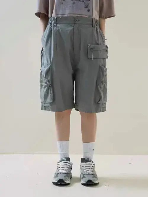 21 Indigo Union Japan Light Grey Multi Pockets Worker Shorts