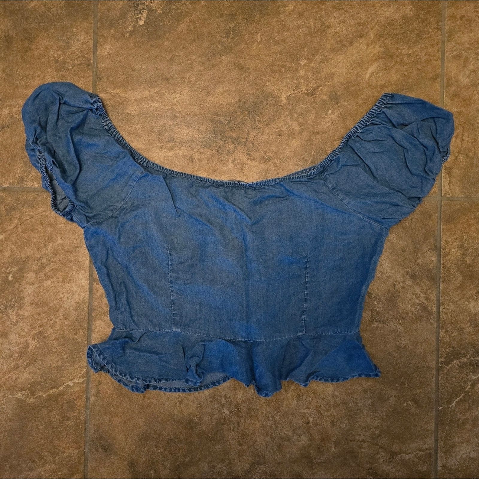 Other Denim Blāshe Button Down Cropped Top Size L / US 10 / IT 46 - 2 Thumbnail