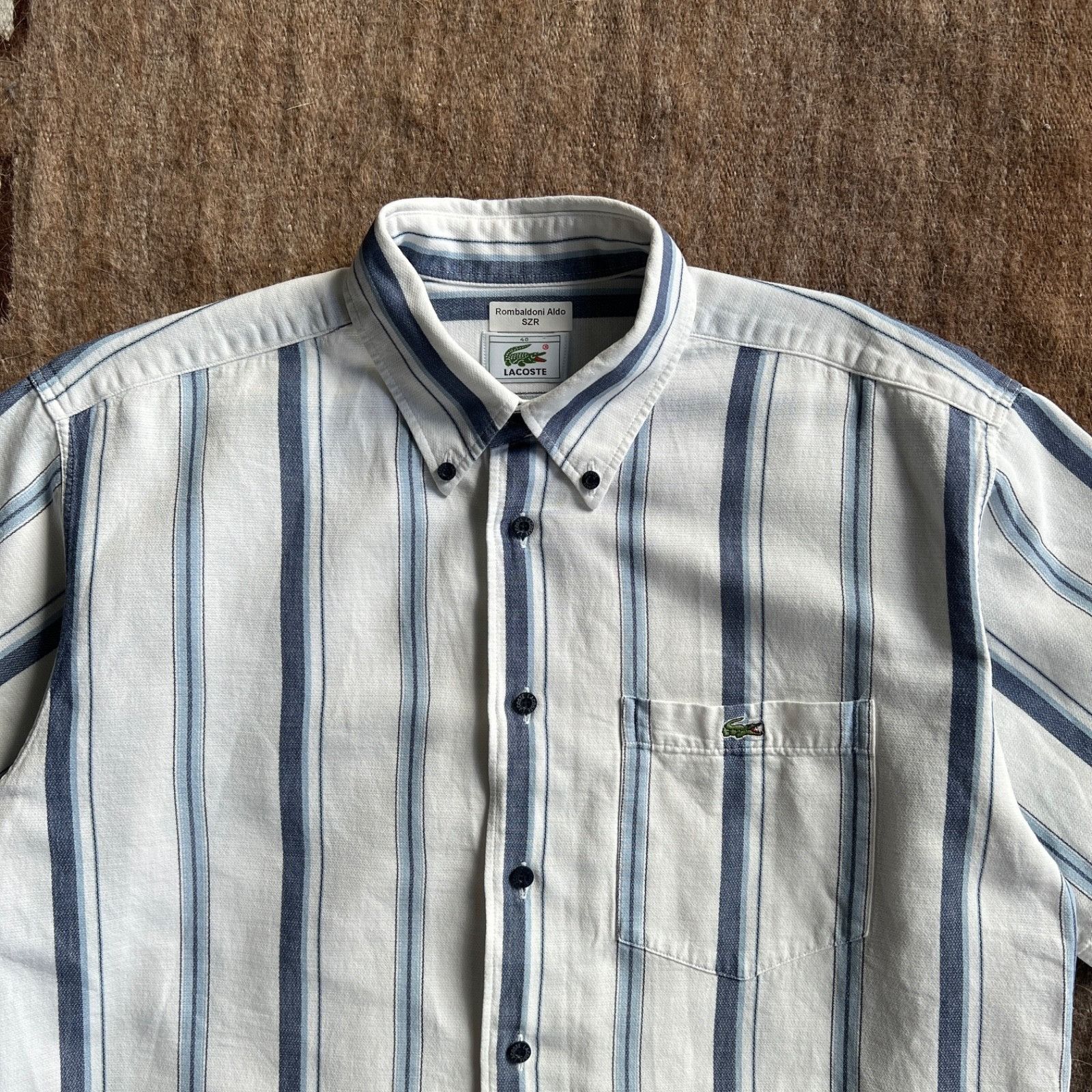 Lacoste Lacoste Vintage Cotton Striped Short Sleeve Shirt 9476AC Size US M / EU 48-50 / 2 - 2 Thumbnail