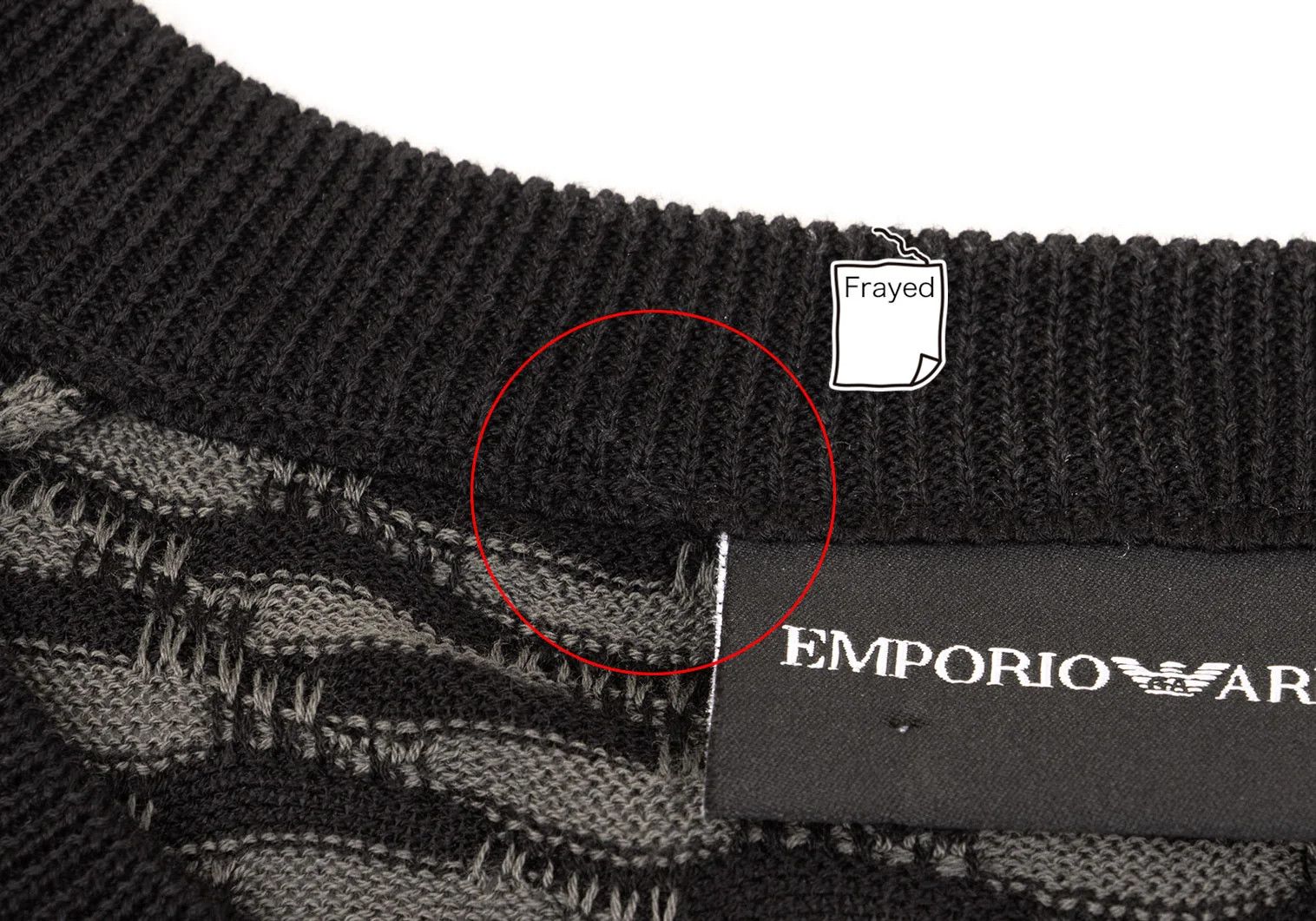 Emporio Armani Cotton Design Knit Top in Gray and Black, Size L Size US L / EU 52-54 / 3 - 4 Thumbnail