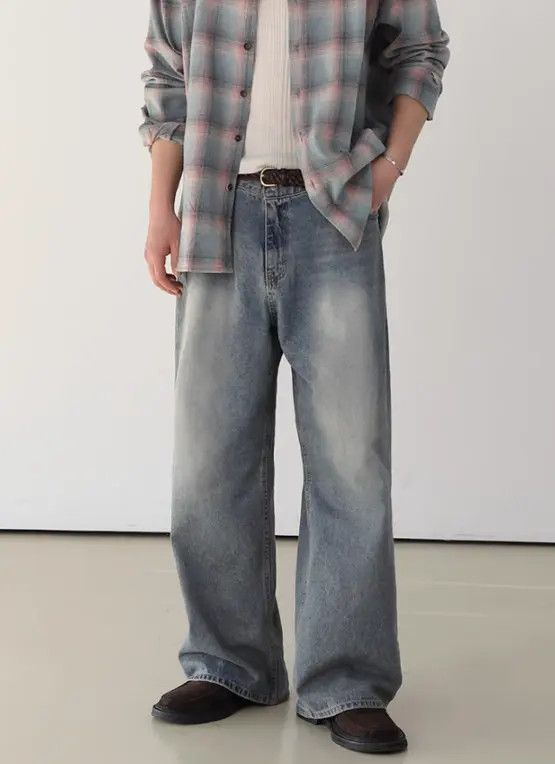 Japanese Brand Haseki x Hino Distressed washed men's trendy straight jeans Size US 32 / EU 48 - 1 Thumbnail