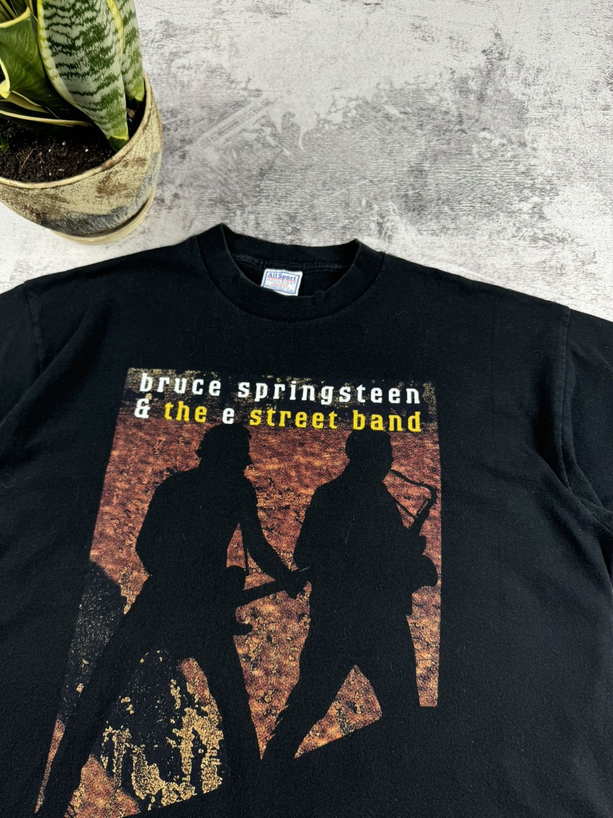 Band Tees 90S Bruce Springsteen 1999 Black Merch Faded Rock T Shirt Tee Size US XL / EU 56 / 4 - 7 Thumbnail