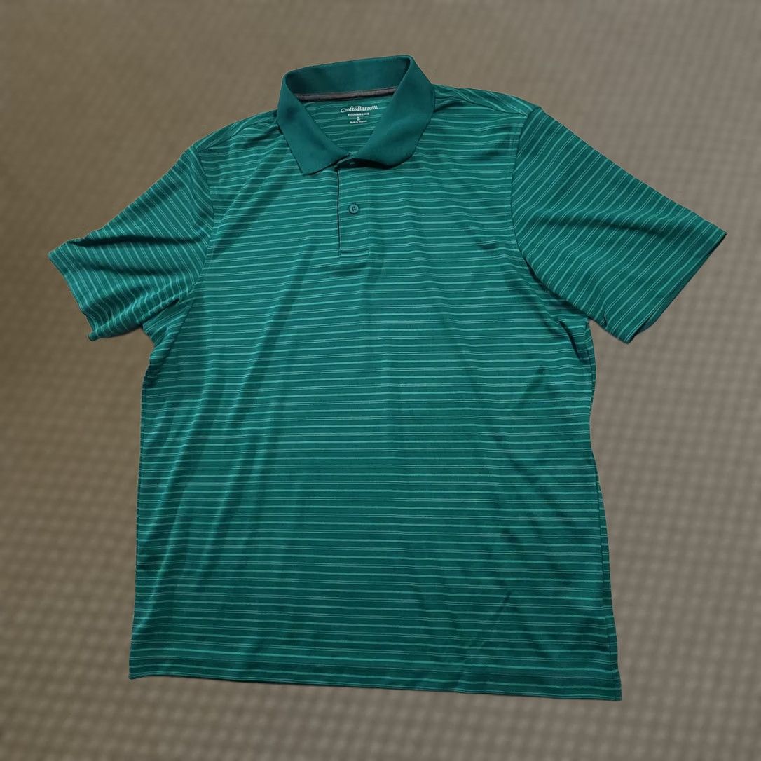 Croft & Barrow Croft & Barrow Polo Performance Shirt Men's L Green Stripe Short Sleeve Polo Shirt Green Stripe Classic Fit Size US L / EU 52-54 / 3 - 1 Thumbnail