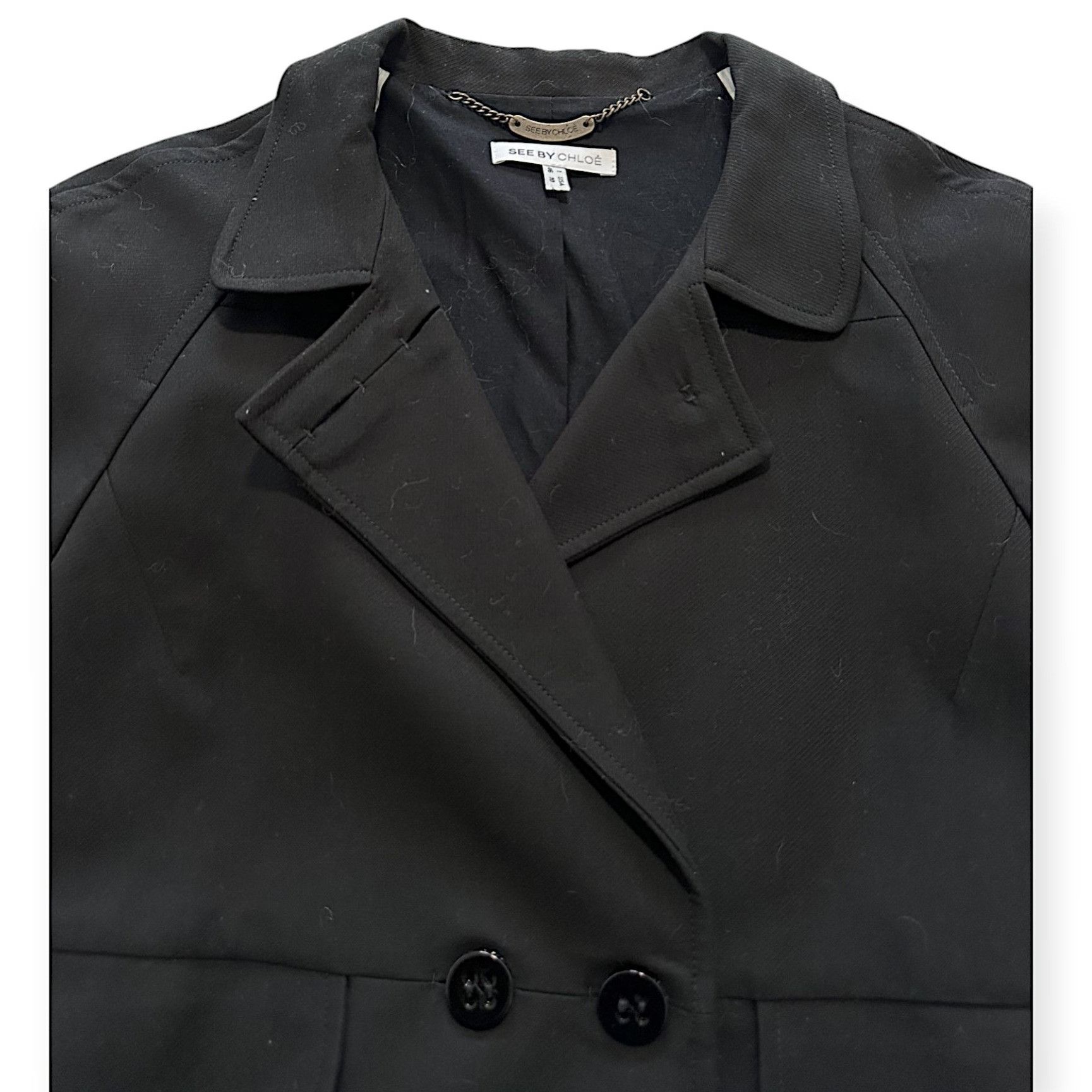 See by Chloe See by Chloe Black Cotton Pea Coat/Jacket, Size US10/Italy 4 Size L / US 10 / IT 46 - 11 Thumbnail