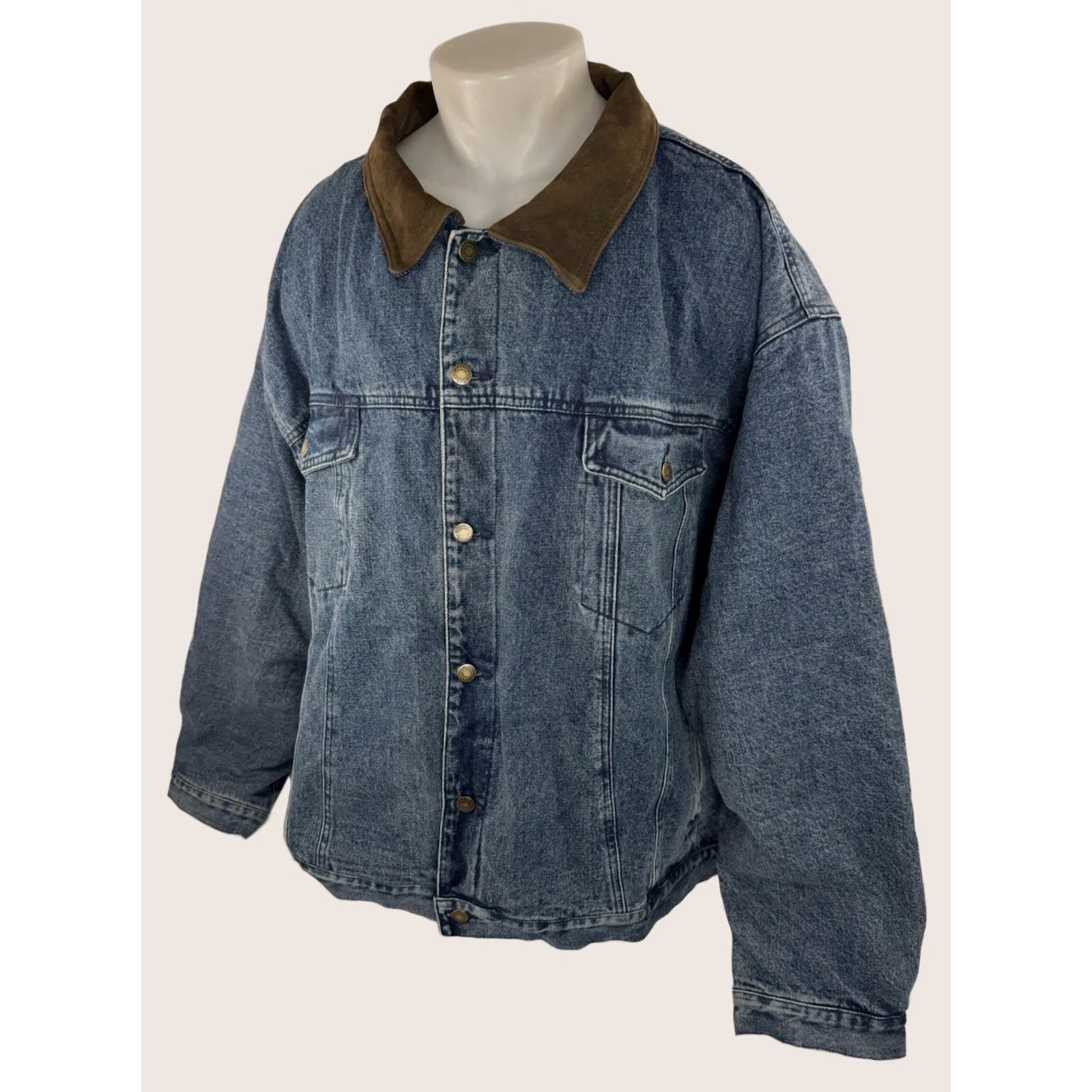 Vintage CABELA'S Jacket Denim 5XL Old Stock Vintage Leather Collar Ranch Cotton Blue Mens Size US XXL / EU 58 / 5 - 1 Thumbnail