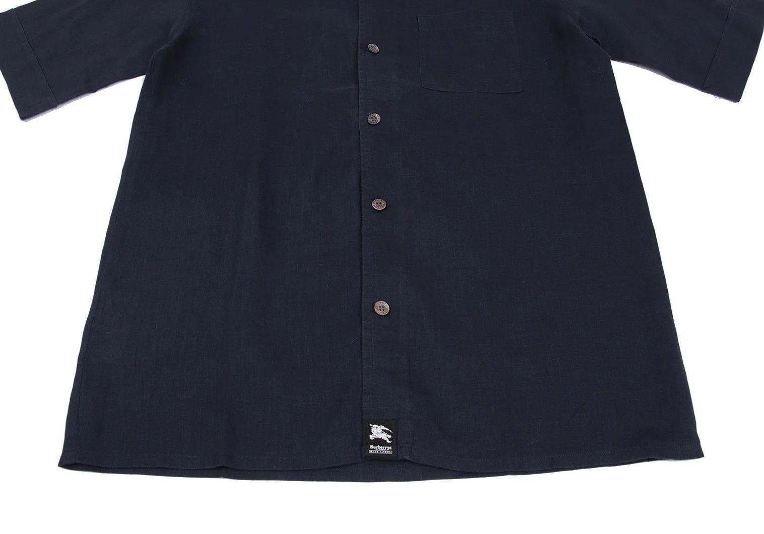Burberry Linen Short Sleeve Open Collar Shirt in Navy M Size US M / EU 48-50 / 2 - 8 Thumbnail