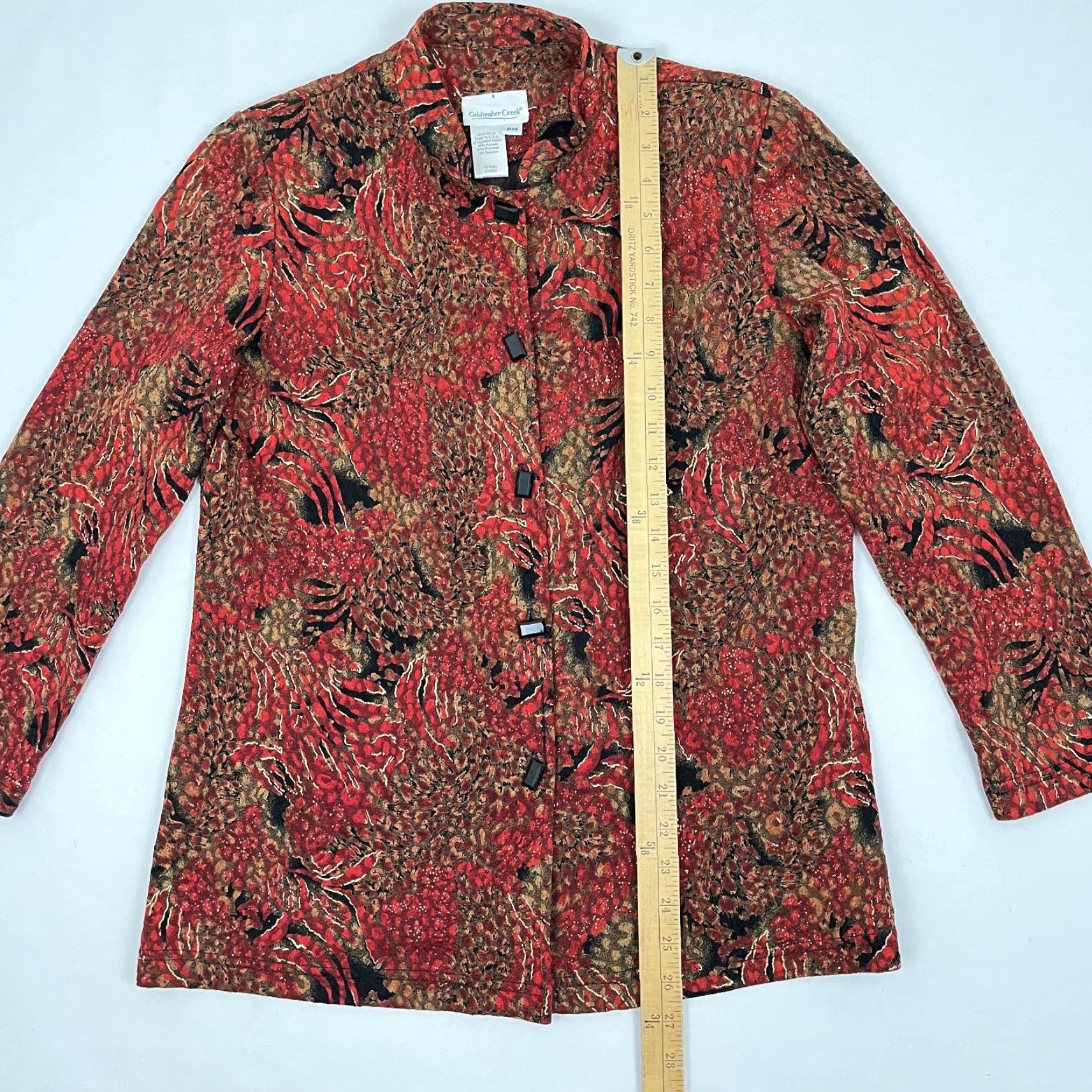 Coldwater Creek Coldwater Creek Blouse Button Womens Medium Red Gold Abstract Whimscial Eclectic Size M / US 6-8 / IT 42-44 - 4 Thumbnail