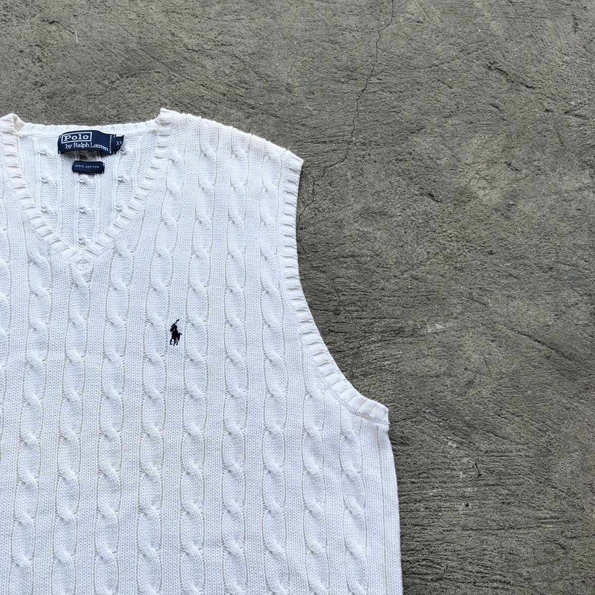 Polo Ralph Lauren × Ralph Lauren Ralph Lauren Cream Cable Knitted Vest Size US XXL / EU 58 / 5 - 3 Thumbnail
