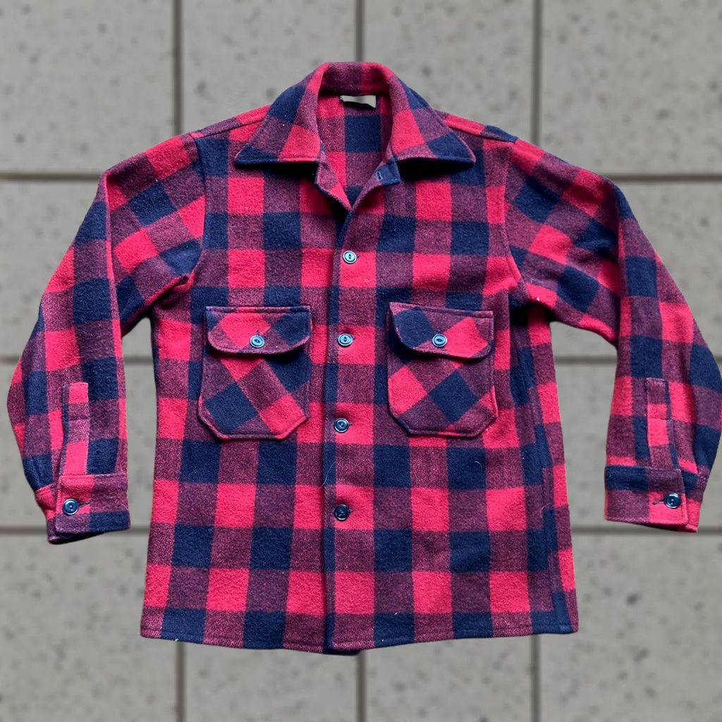 CO VINTAGE J.O. Ballard & Co Shirt Mackinaw Wool Buffalo Plaid Jacket Large L 1950s Buffalo Plaid Mens Wool Jacket Size US L / EU 52-54 / 3 - 1 Thumbnail