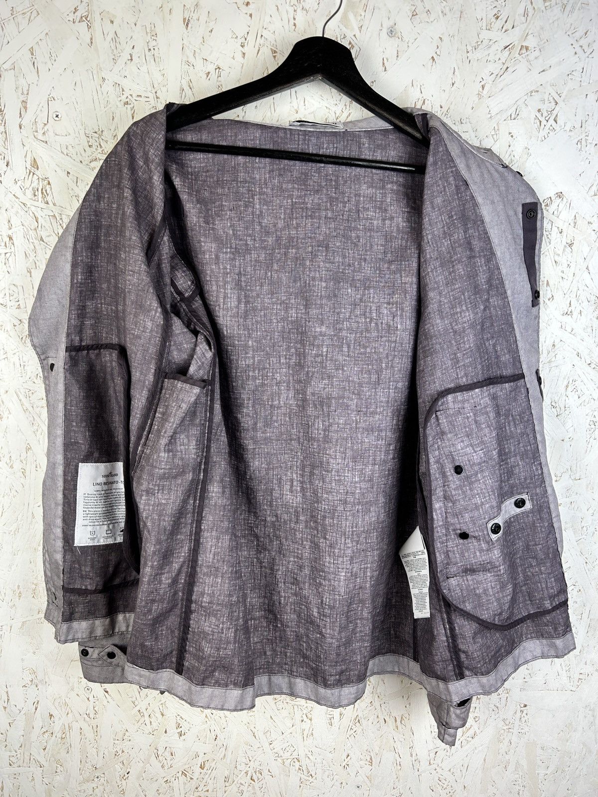 Stone Island Stone Island Lino Resinato-TC Hooded Jacket Grey Size L Size US L / EU 52-54 / 3 - 13 Thumbnail