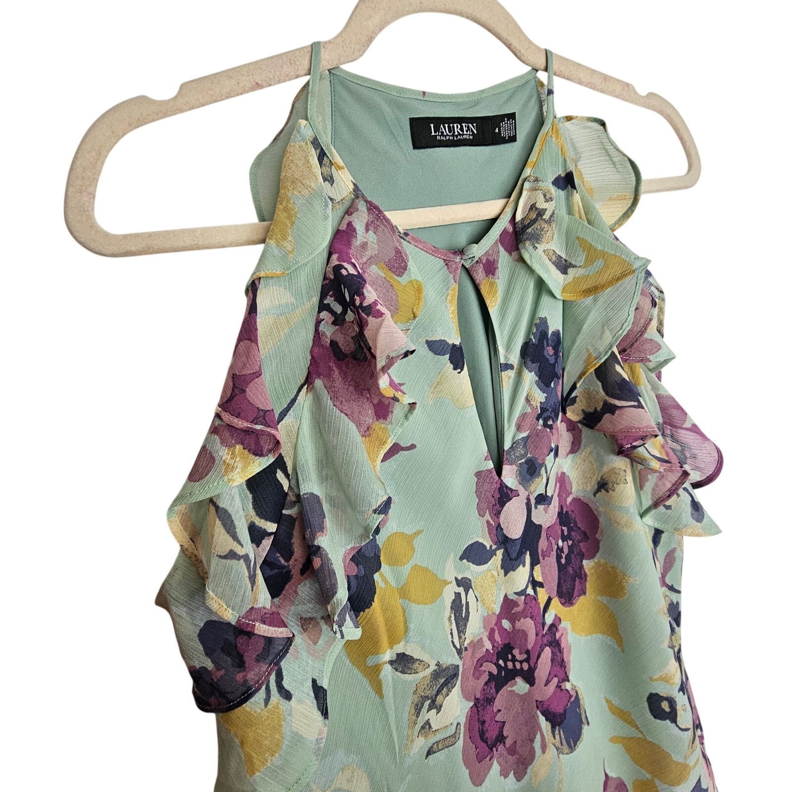 Lauren Ralph Lauren Lauren Ralph Lauren Womens Floral Ruffle Top Sz 4 Romantic Size S / US 4 / IT 40 - 4 Thumbnail