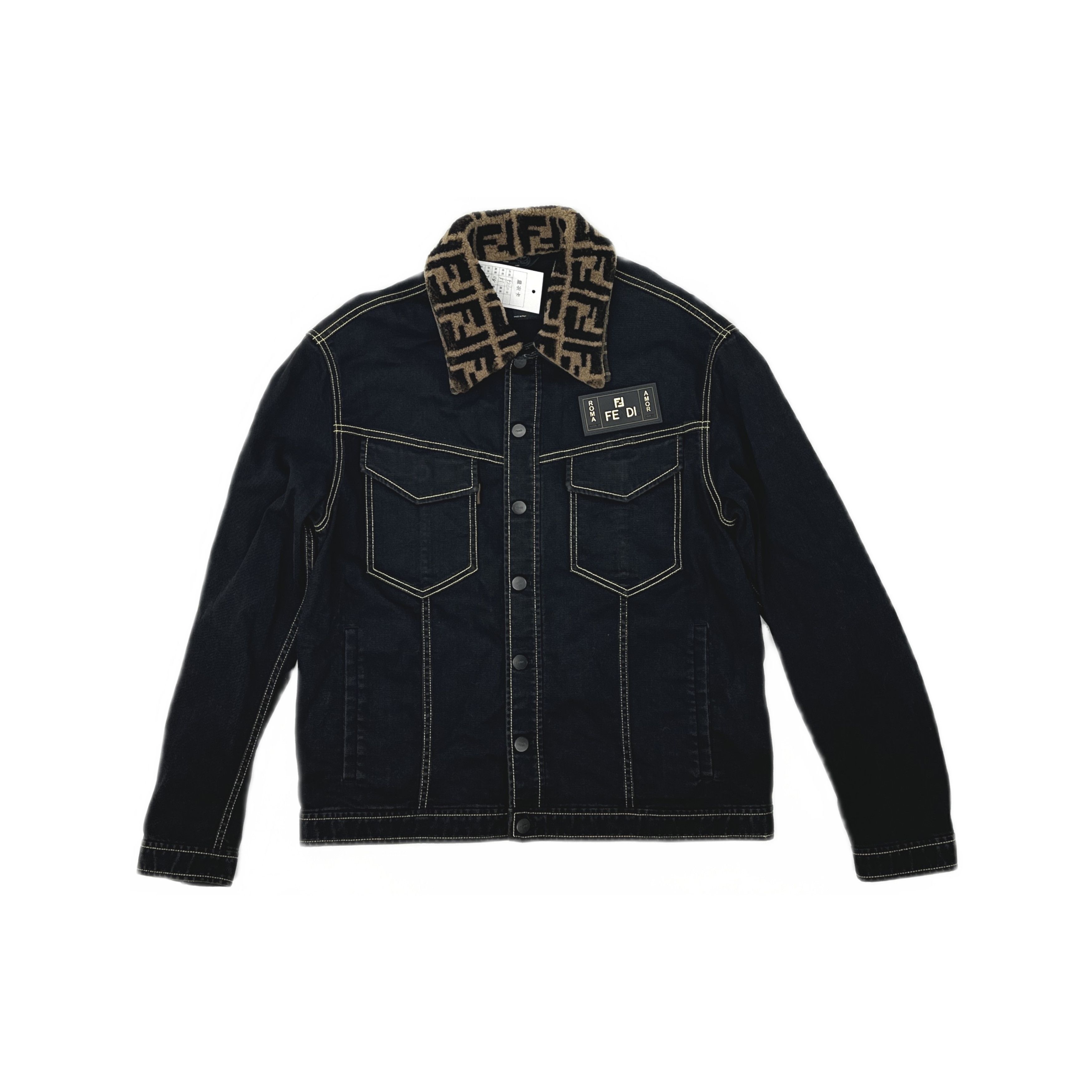 Fendi Fendi FF Monogram Collar Denim Jacket Size 52 Size US L / EU 52-54 / 3 - 1 Thumbnail