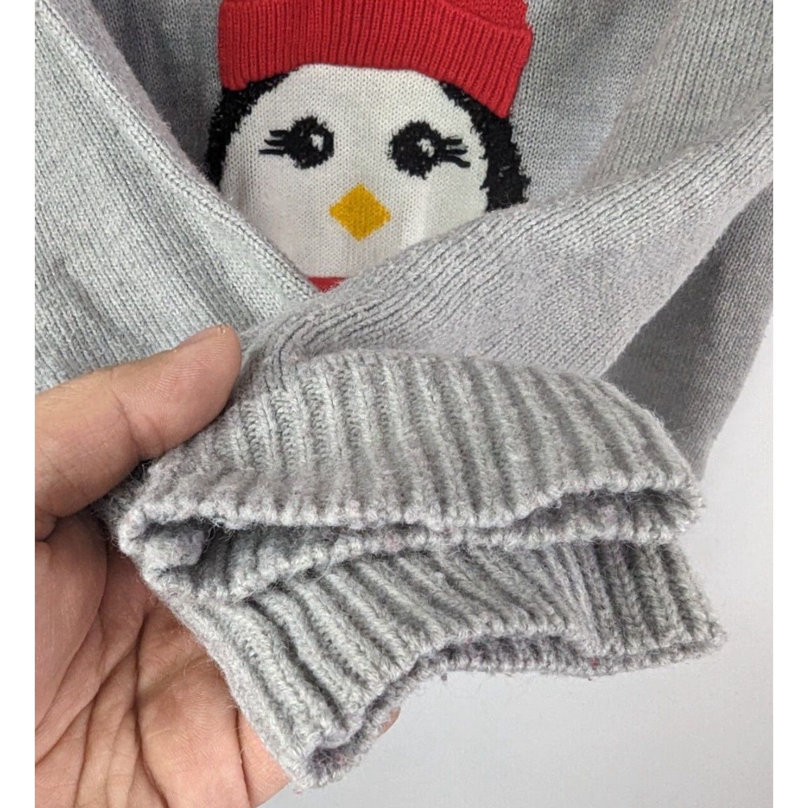 Vintage No Boundaries Women's XL Sweater Crew Neck Grey Christmas Holiday Ugly Penguin Knit Pullover Casual Christmas Women XL Gray Size XL / US 12-14 / IT 48-50 - 3 Thumbnail