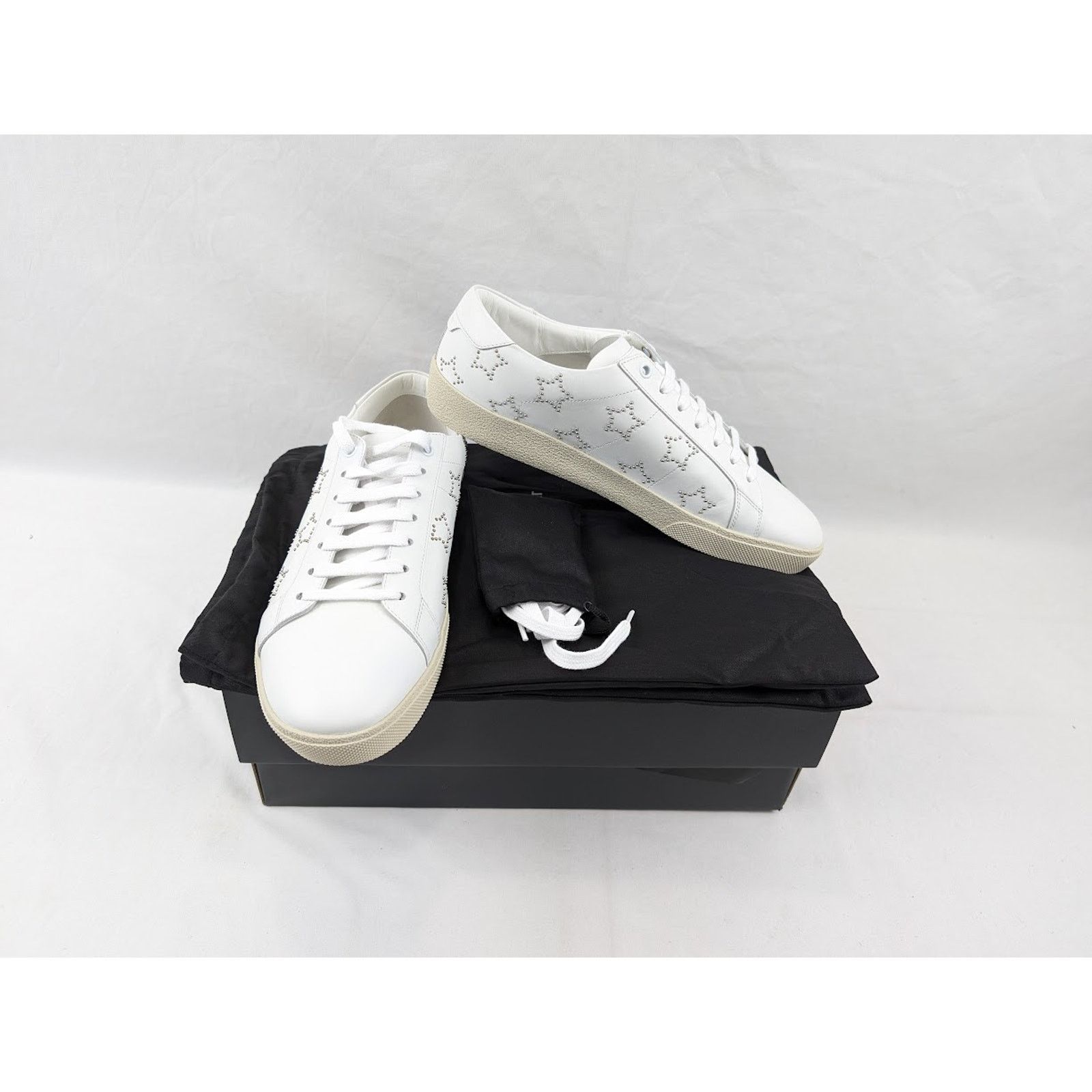 Saint Laurent Paris o1rshd1 SL/06 Star Merid Low-Top Sneakers in Blanc Optique Size US 9.5 / EU 42-43 - 17 Thumbnail