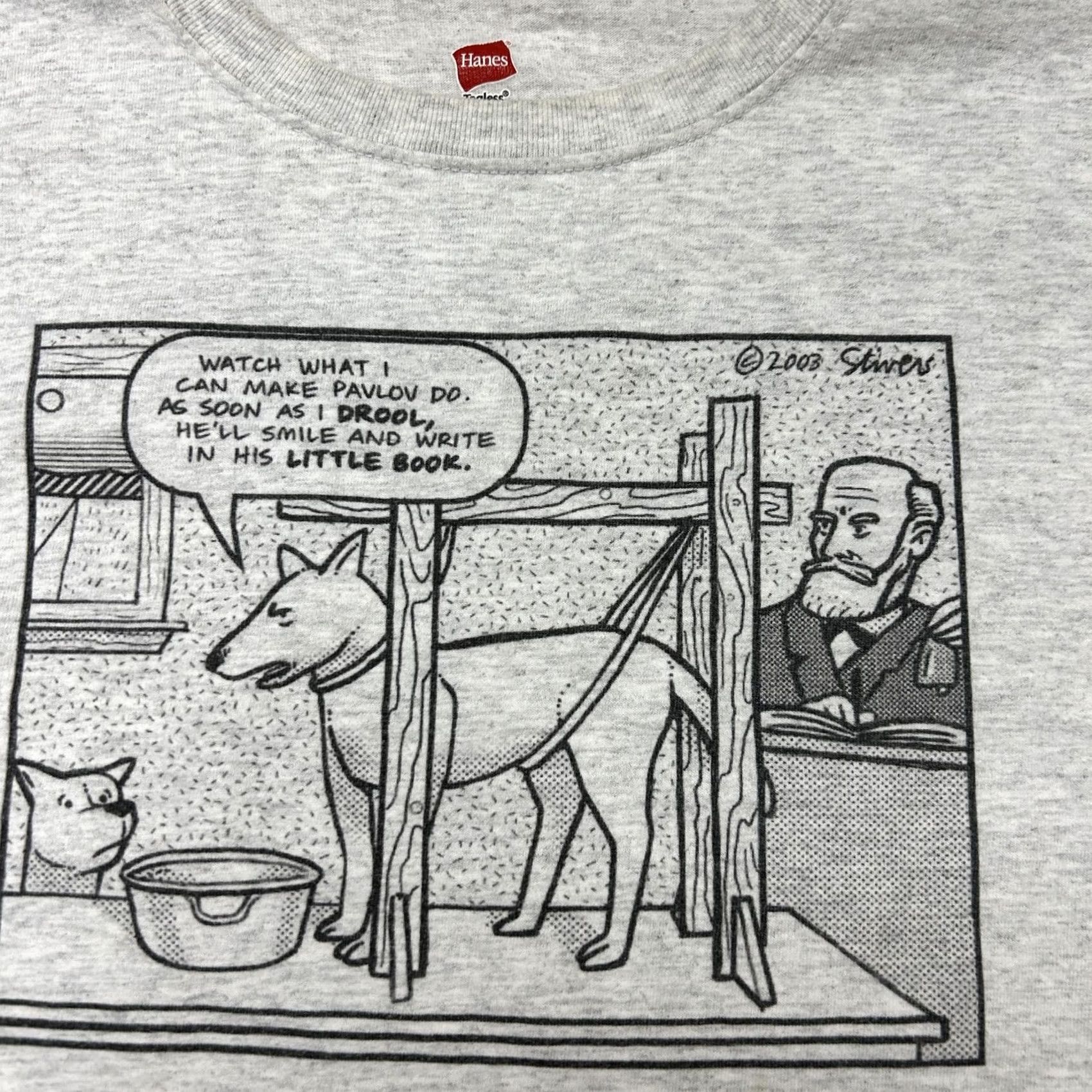 Hanes Hanes Pavlov Dog Cartoon Shirt Mens 2XL Gray Science Humor Tee T-Shirt Tagless Size US XXL / EU 58 / 5 - 2 Thumbnail