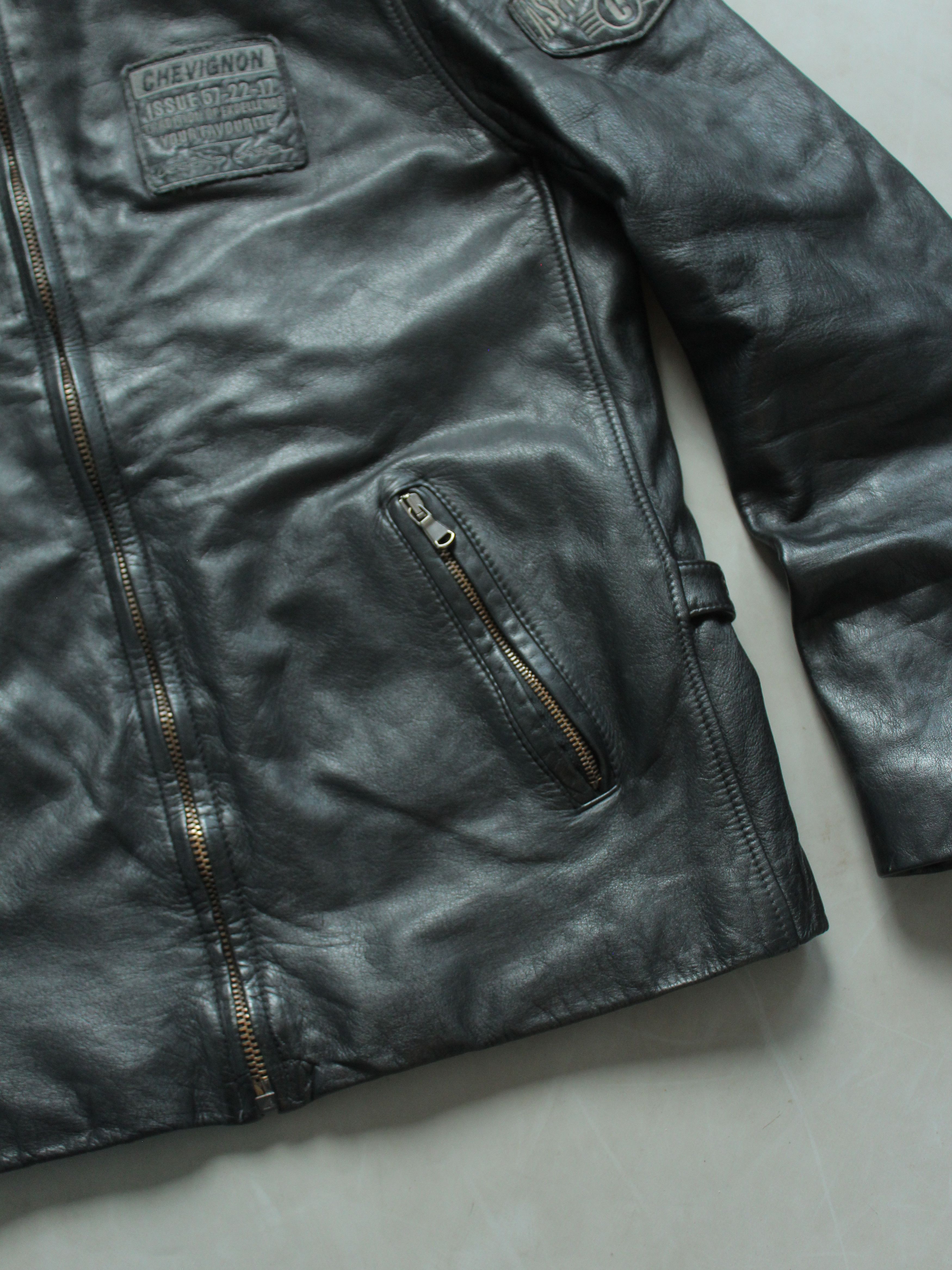 Chevignon Chevignon Vintage Racer Leather Jacket Black M Size US M / EU 48-50 / 2 - 6 Thumbnail