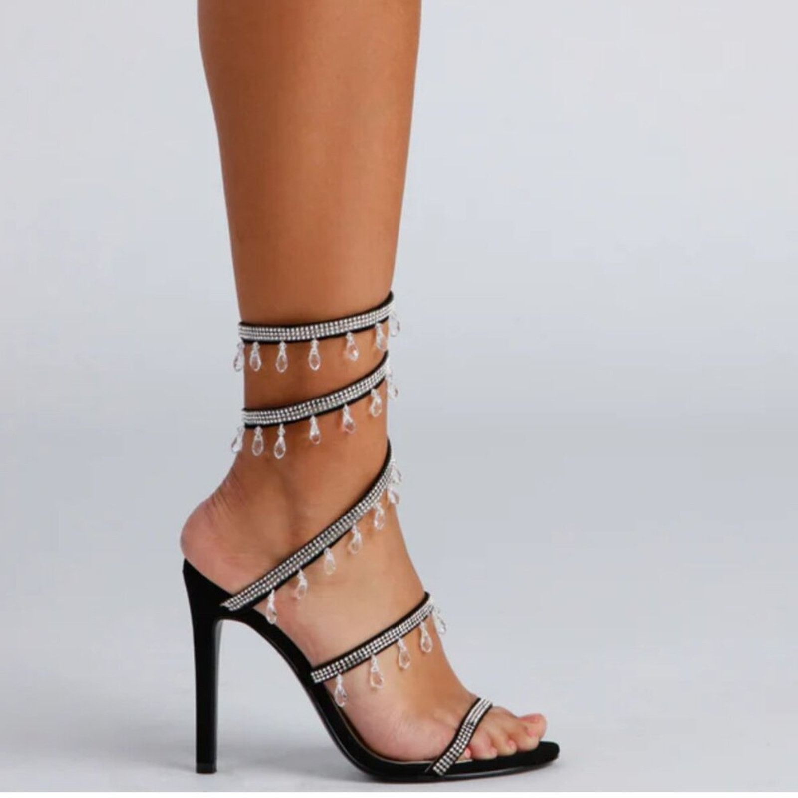 Other NWT Windsor A Thing Of Beauty Spiral Crystal Heels in Black Size US 8 / IT 38 - 3 Thumbnail