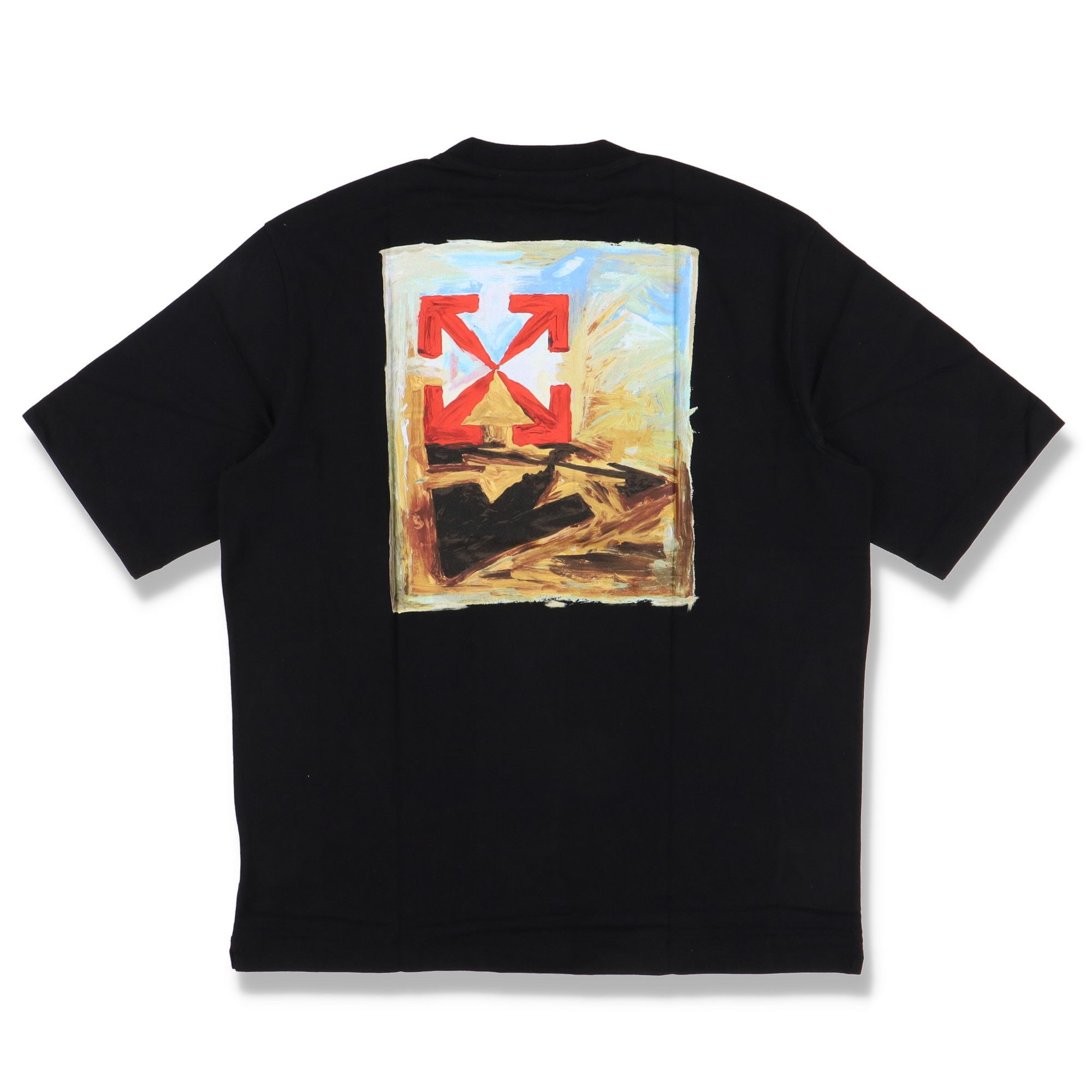 image of Off White Black Arrows On Canvas Logo Skate T-Shirt, Men's (Size 2XL)