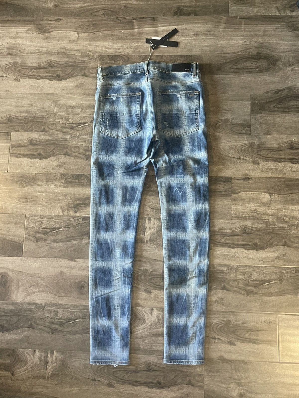 Amiri Amiri Blue Plaid Spellout Jeans Size US 32 / EU 48 - 2 Thumbnail