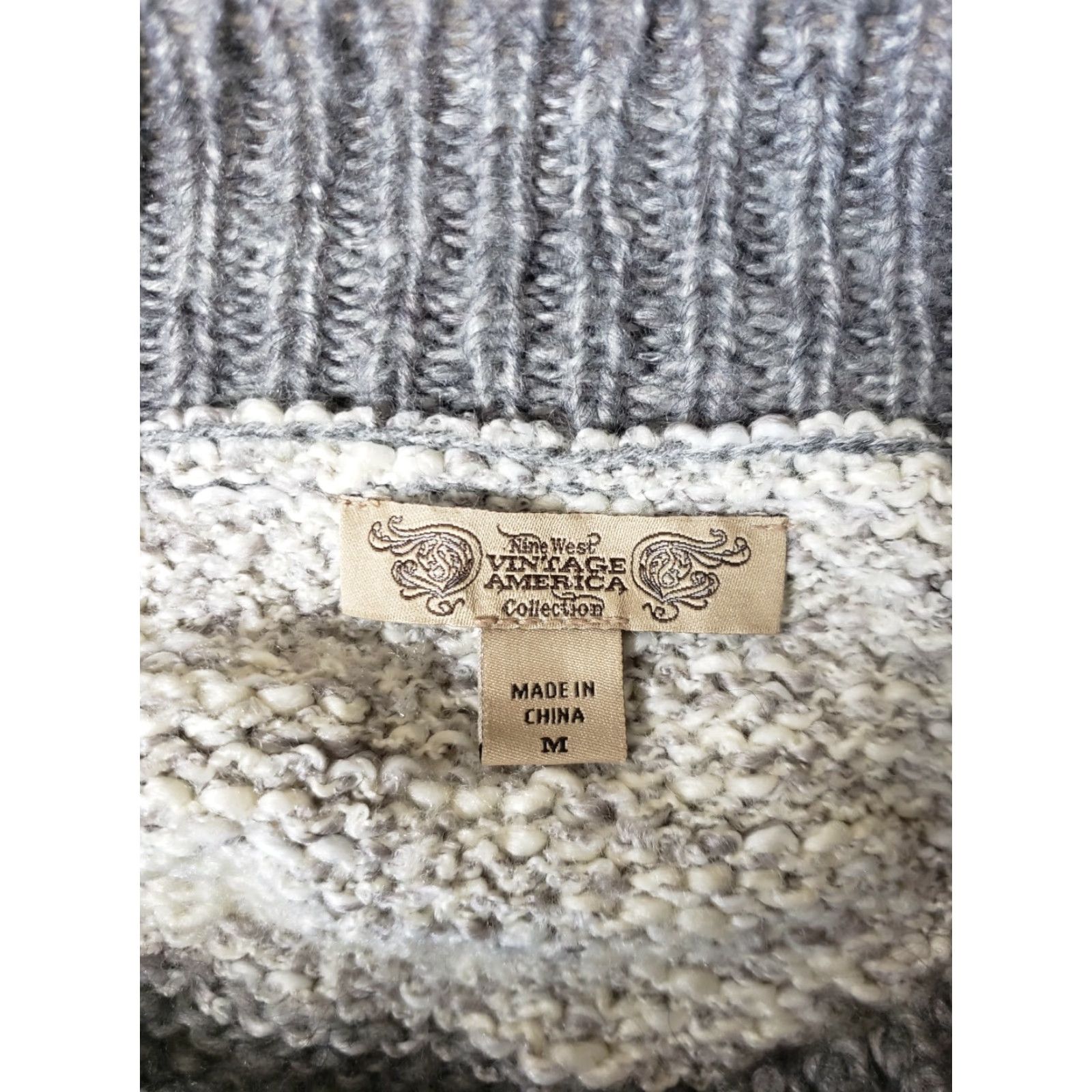 Nine West VINTAGE Nine West Vintage America Wool Alpaca Blend Cable Knit Sweater-Size M Gray Striped Crewneck Pullover Women M Size M / US 6-8 / IT 42-44 - 4 Thumbnail