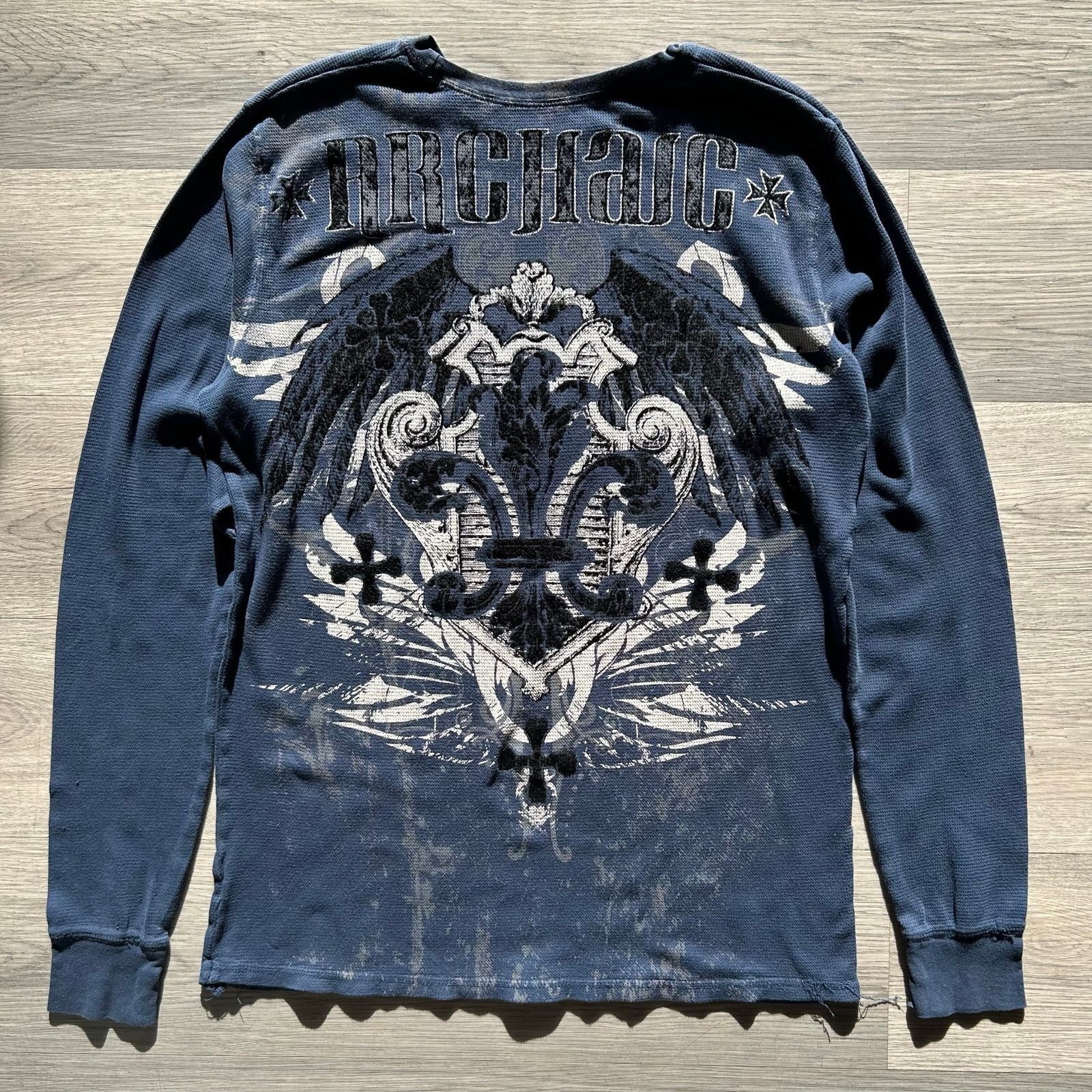 Affliction vintage y2k Affliction Waffle Knit Thermal Long Sleeve Shirt Size US L / EU 52-54 / 3 - 8 Thumbnail