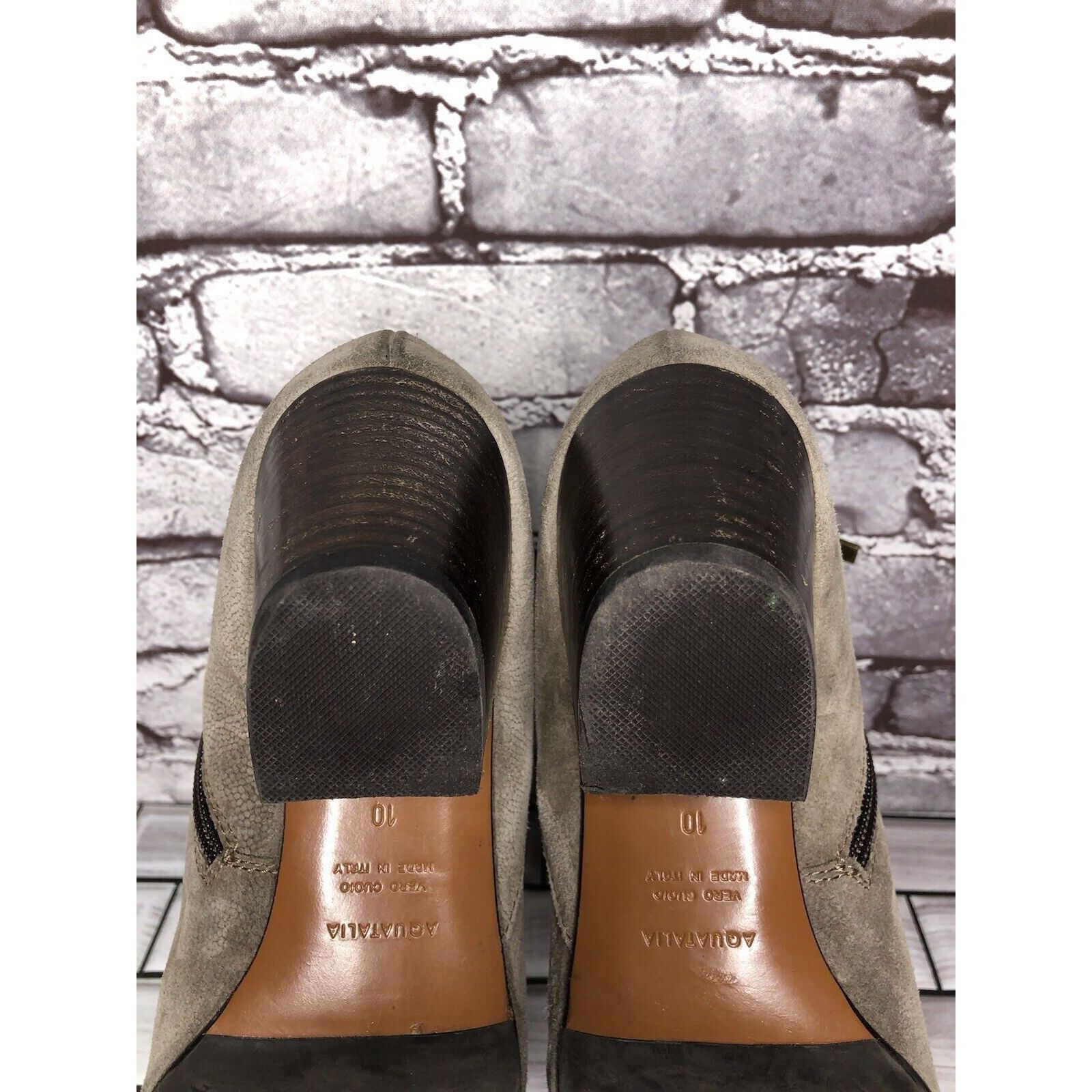 Aquatalia Aquatalia Taupe Suede Leather Side Zip Heel Ankle Booties Wo Size US 10 / IT 40 - 7 Thumbnail