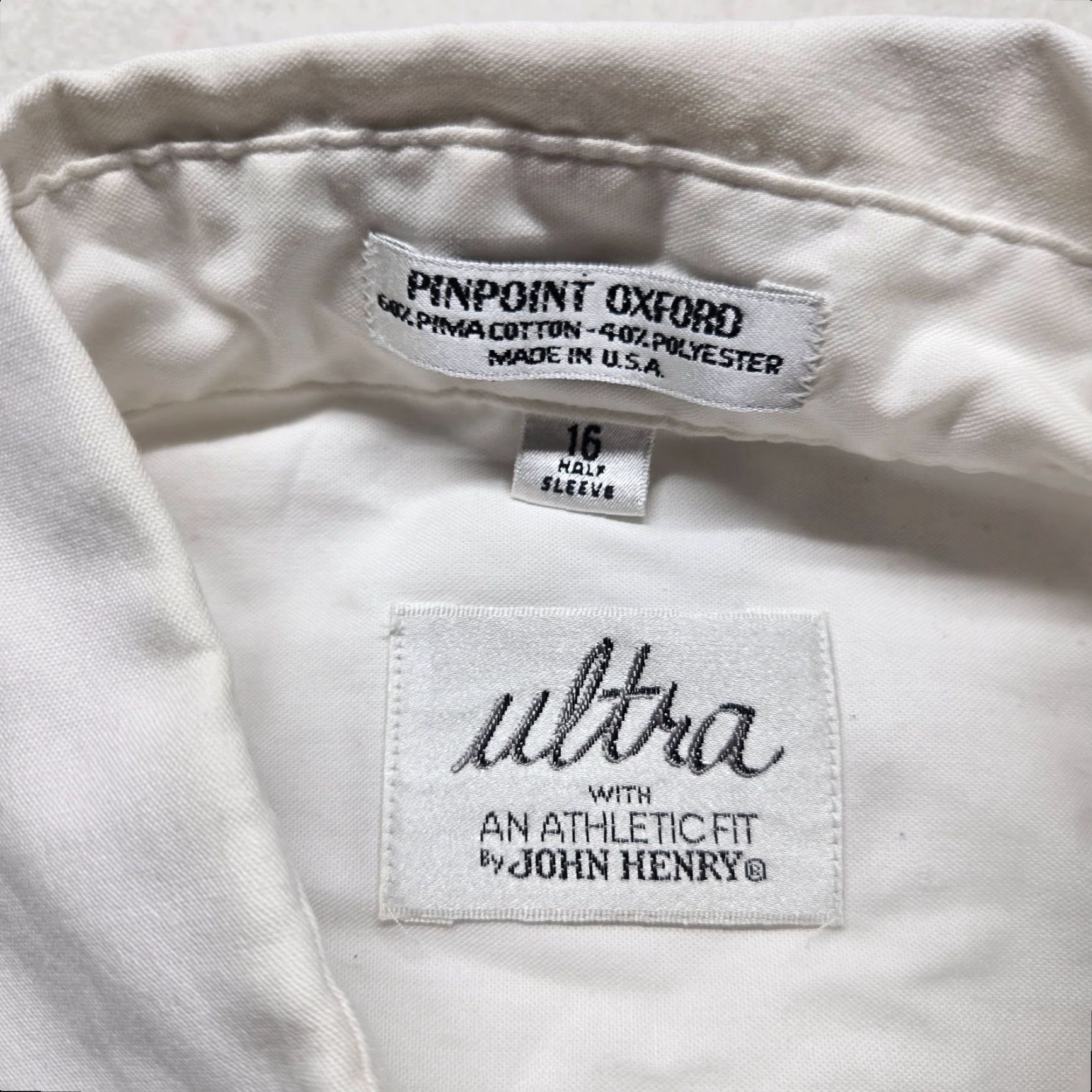 Vintage John Henry Shirt Adult Mens Button-Down Oxford Fit White 16 L White Cotton Polyester Cotton Blend Athletic Vintage No Size US L / EU 52-54 / 3 - 3 Thumbnail