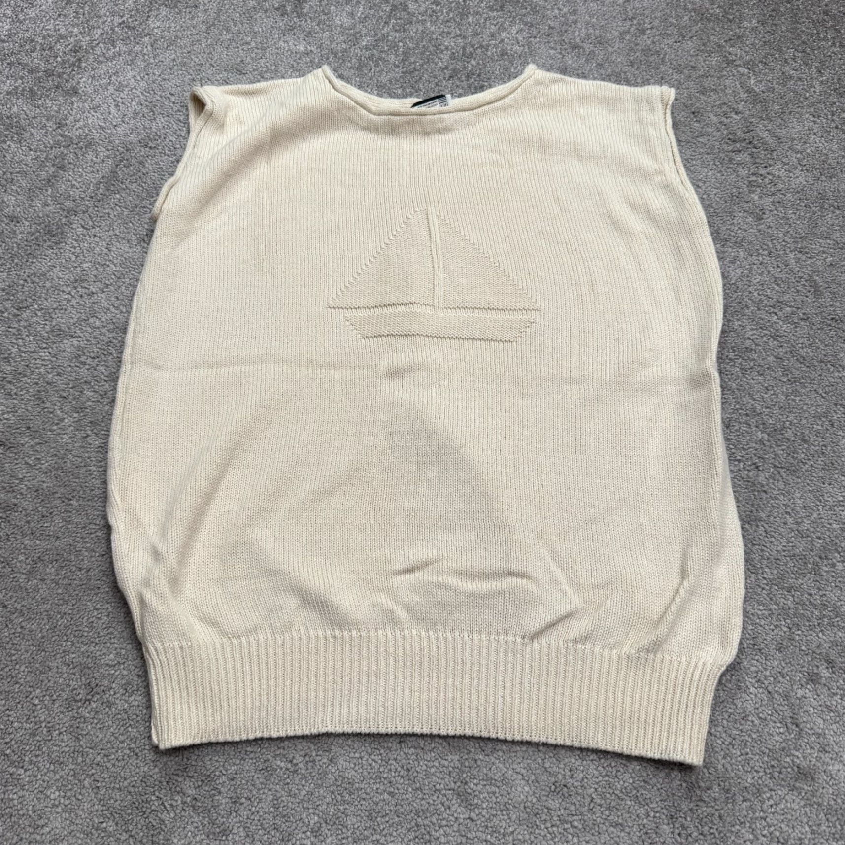 Greats VINTAGE Great Times Vest Sweater Mens XL Beige Knit 100% Cotton Sleeveless Crew Neck Classic 90s Size US XL / EU 56 / 4 - 2 Thumbnail