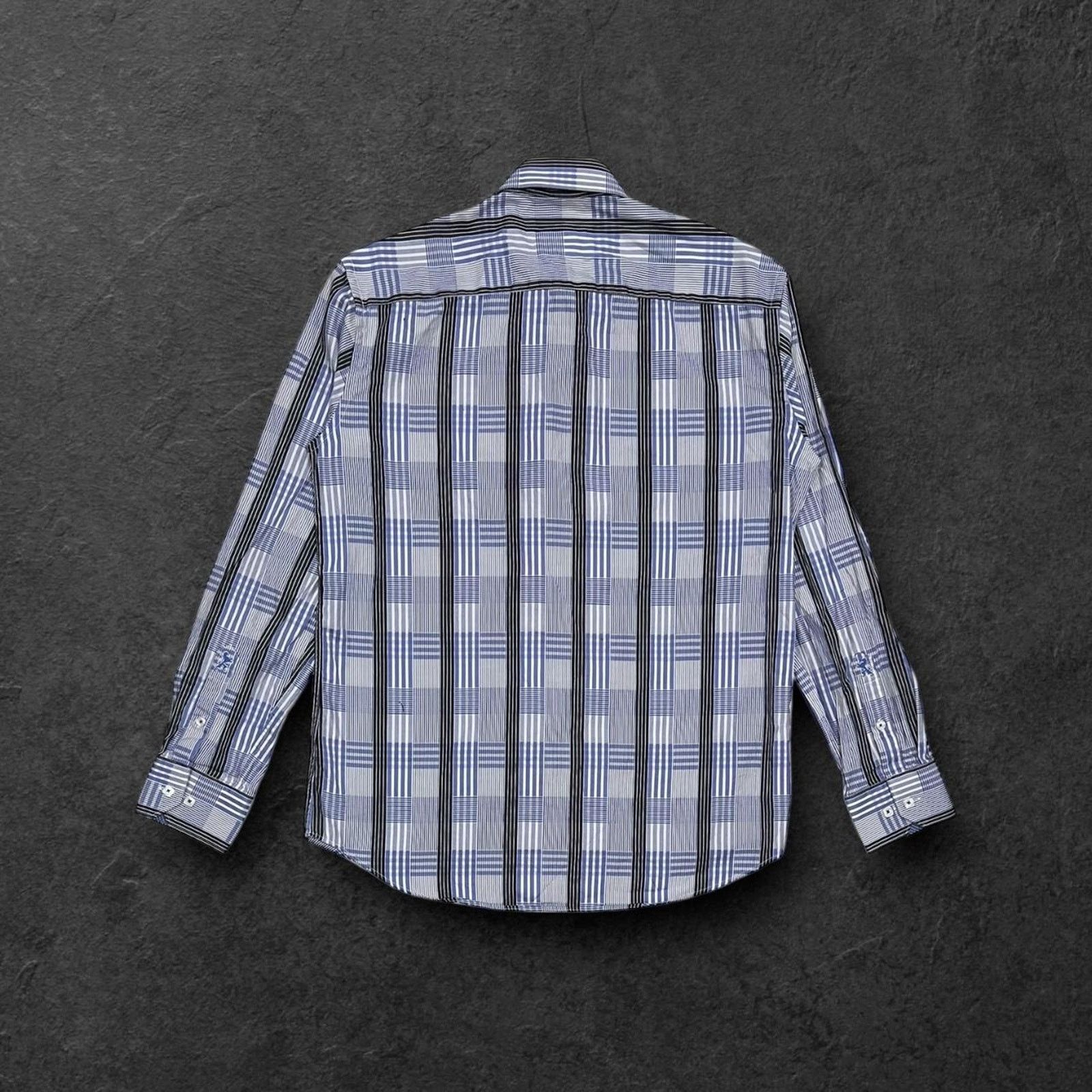 BUGATCHI Bugatchi Plaid Long Sleeve Blue Checkered Button-Up Shirt Size US M / EU 48-50 / 2 - 3 Thumbnail