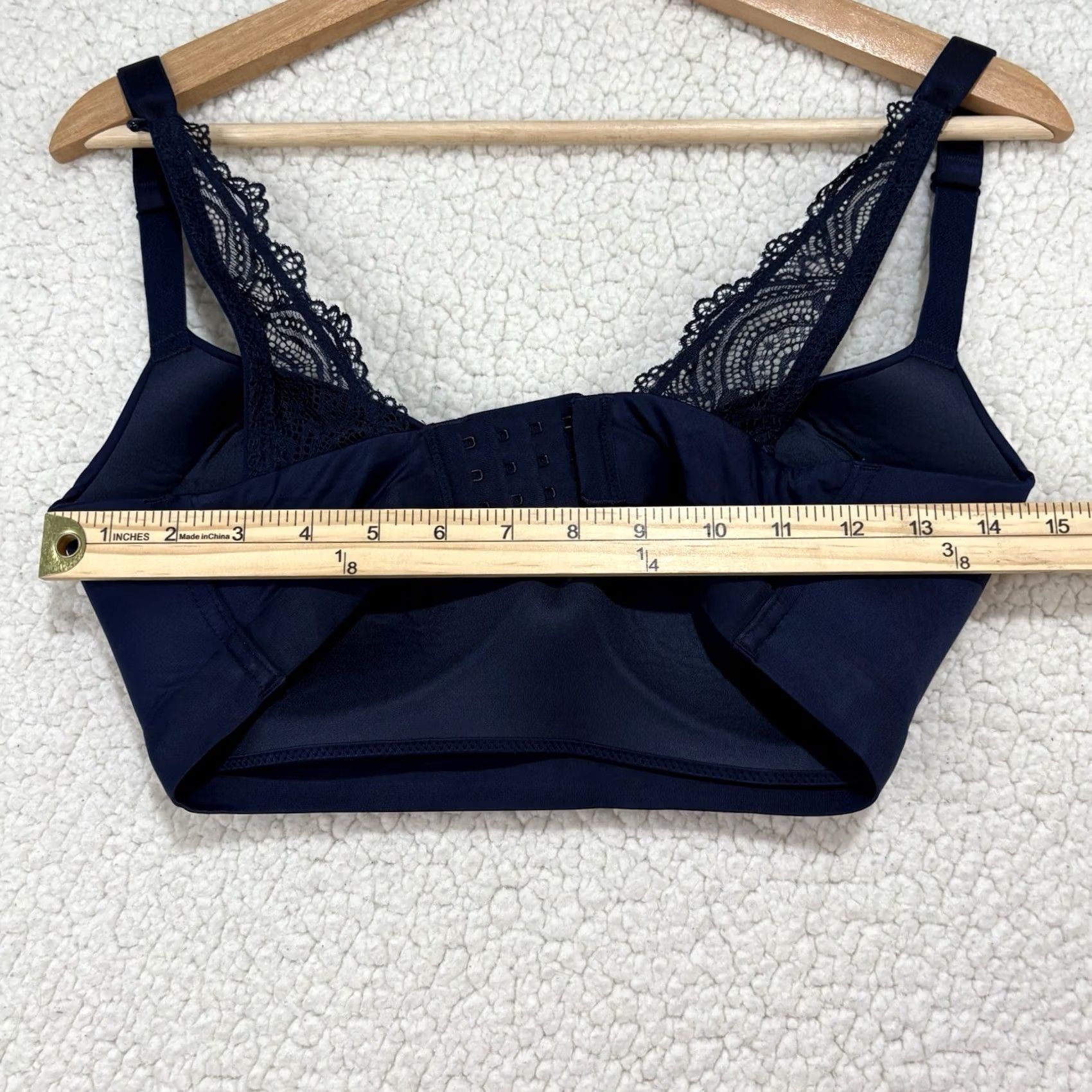 Vintage Soma Enbliss Luxe Wireless J Hook Bra 34DD Navy Lace Back Comfort Soft Size ONE SIZE - 5 Thumbnail