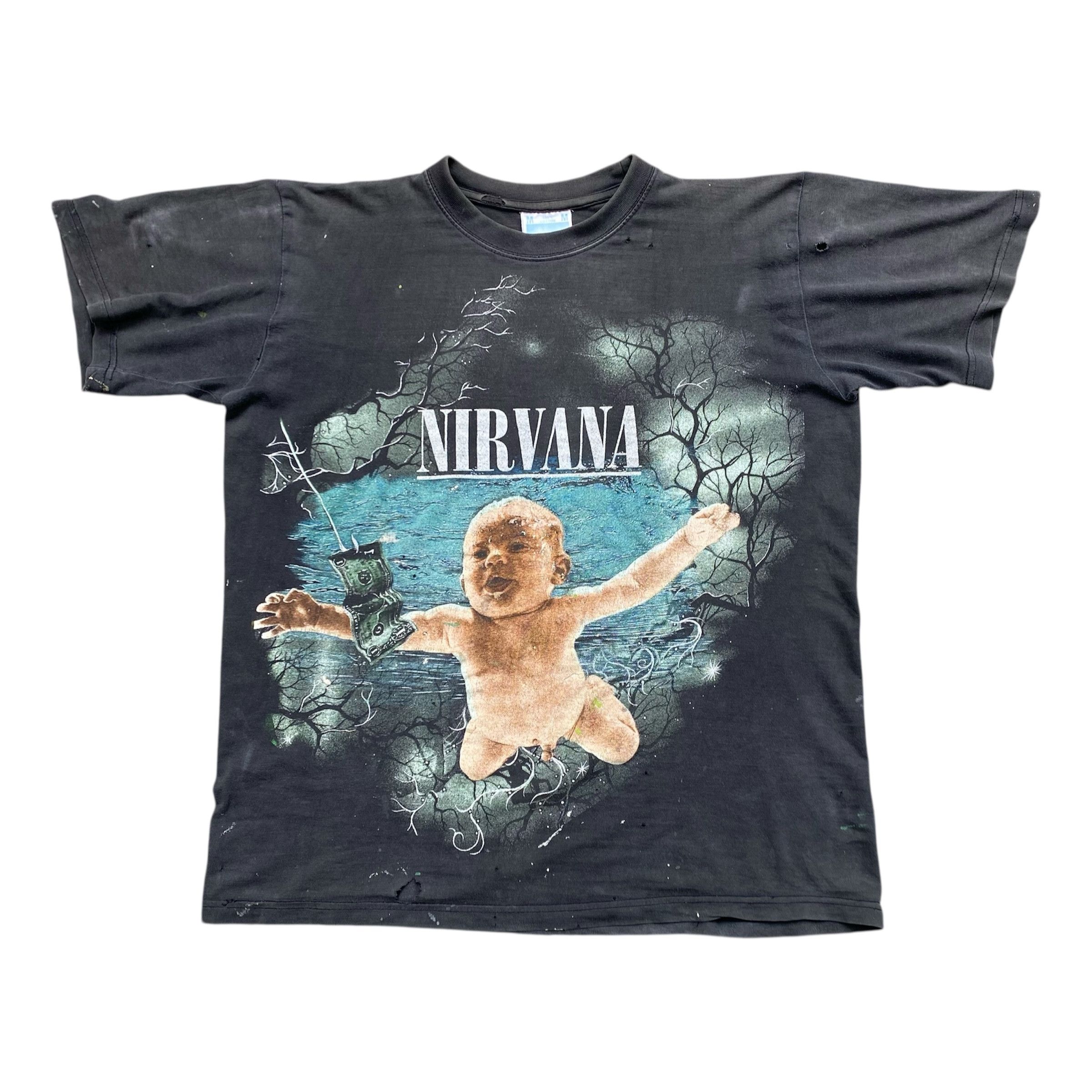 Nirvana Vintage 90s Nirvana Nevermind Thrashed Distressed Rock Tee Size US M / EU 48-50 / 2 - 1 Thumbnail