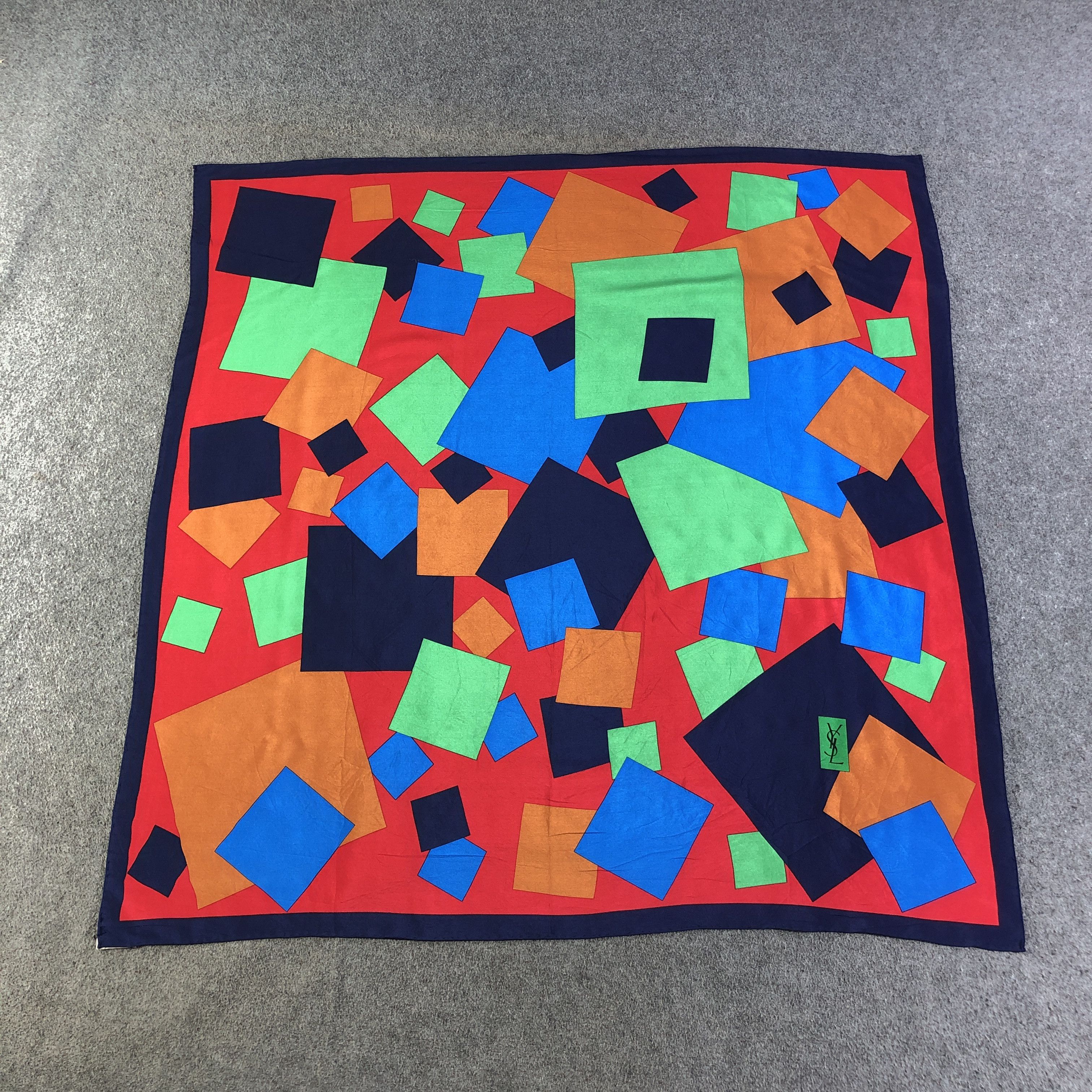 Yves Saint Laurent Yves Saint Laurent Abstract Hand Rolled Silk Scarf M1151 Size ONE SIZE - 2 Thumbnail
