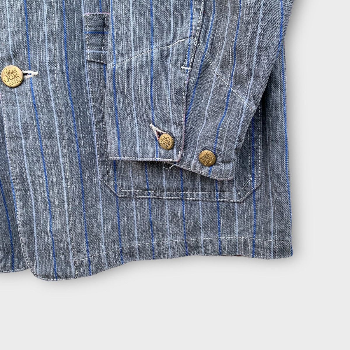 Toyo Enterprises VINTAGE SUGAR CANE DENIM STRIPE CHORE JACKET Size US M / EU 48-50 / 2 - 7 Thumbnail