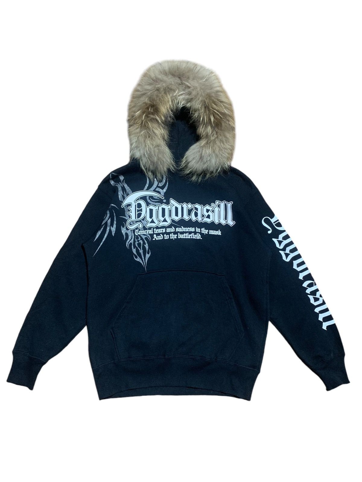 20471120 Y2k Beaumere poem gothic punk tribal fur hoodie pullover Size US L / EU 52-54 / 3 - 2 Thumbnail