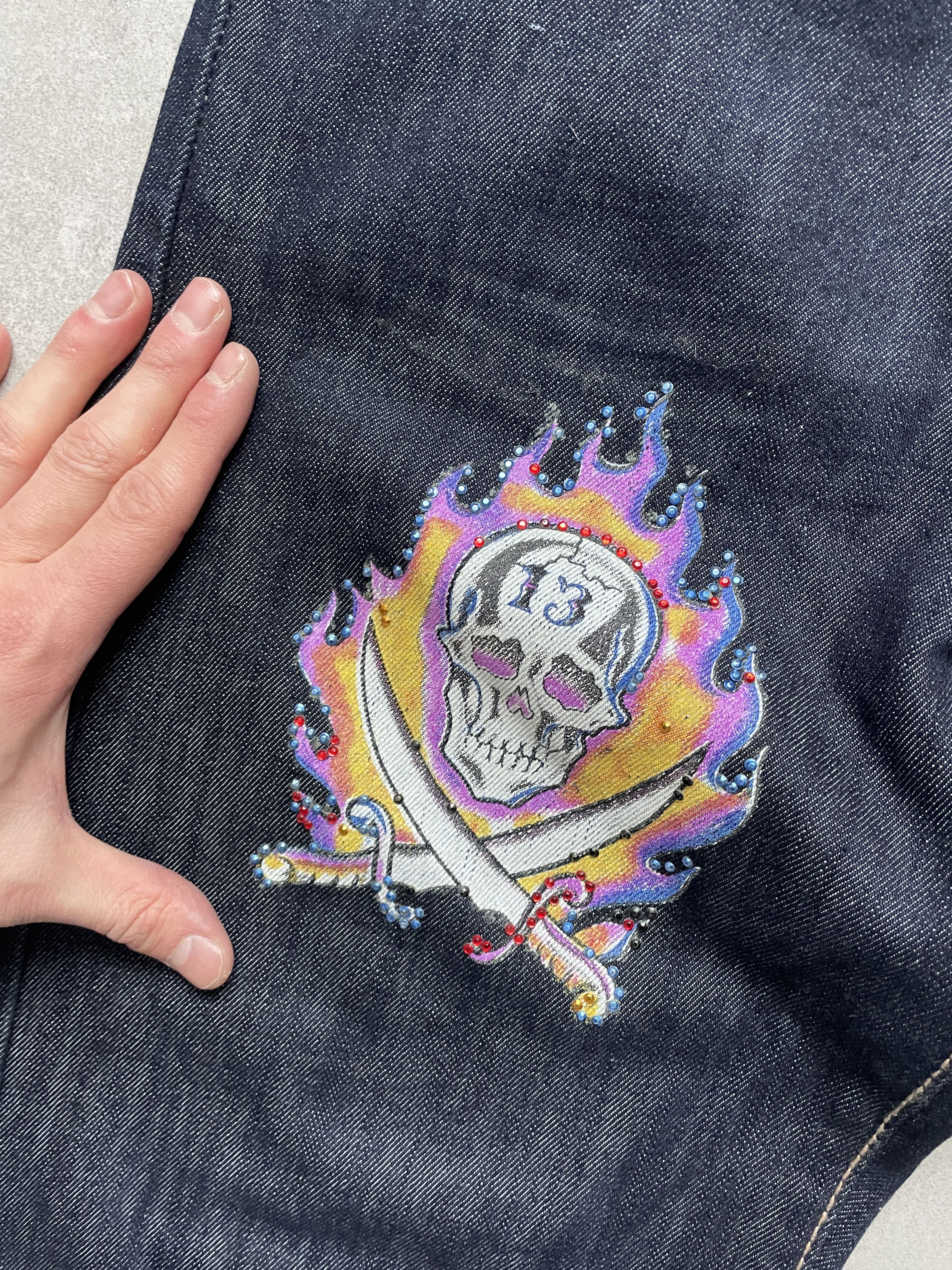 Christian Audigier × Ed Hardy × Swagger ED HARDY CHRISTIAN AUDIGIER STRAIGHT BAGGY DENIM JEANS Size US 32 / EU 48 - 4 Thumbnail