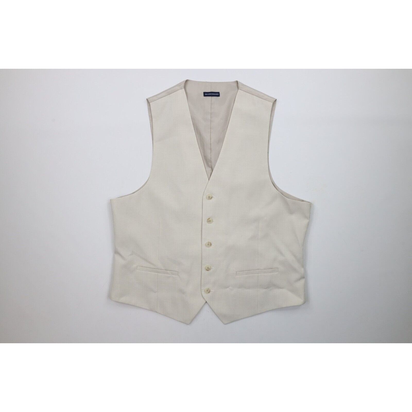 Vintage Streetwear Lightweight 3 Piece Wedding Suit Beige Size 46R - 6 Thumbnail