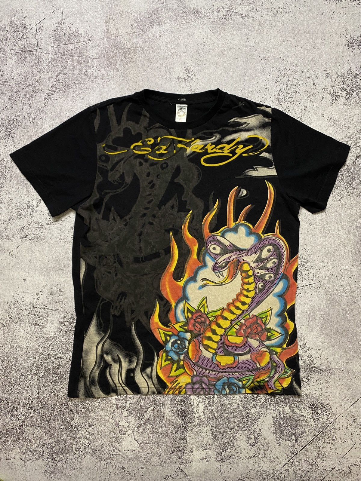 Christian Audigier Ed Hardy Christian Audigier Y2K Overprinted Snake T Shirt Size US XL / EU 56 / 4 - 2 Thumbnail
