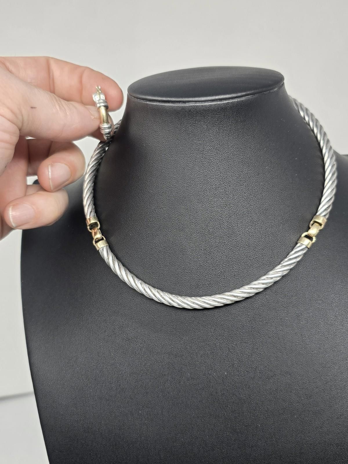 Other 925 Sterling Silver 18K Gold Cable Choker + Huggie Set Size ONE SIZE - 4 Thumbnail