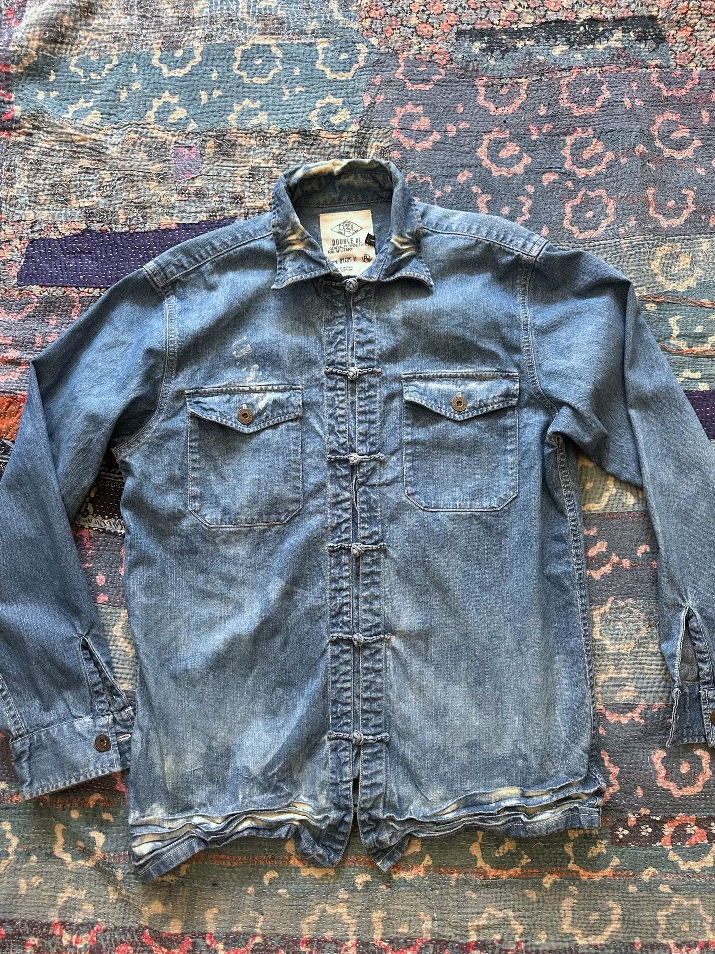 RRL Ralph Lauren rrl vintage denim shirt with distressed look Size US M / EU 48-50 / 2 - 1 Thumbnail